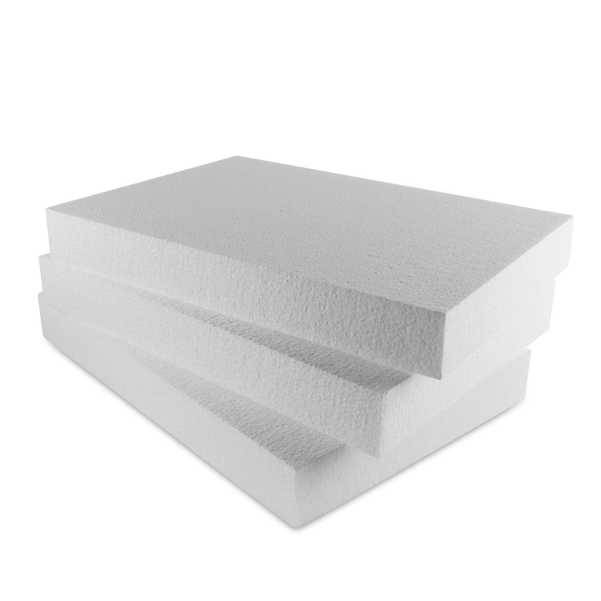 Foam Rectangle Blank Polystyrene Sheet Boards for Arts and Crafts Blank White DIY Project, Party Decorations (16 x 11 x 2 Inches) (3)