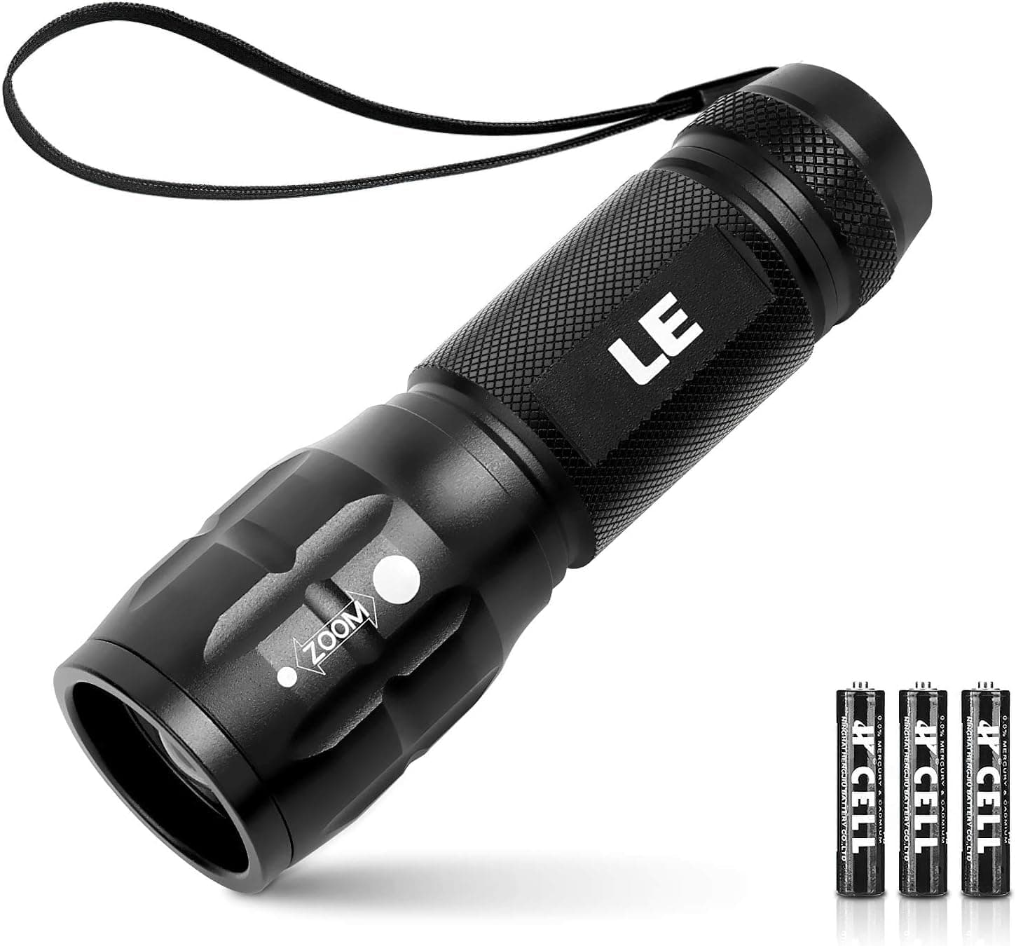 Dotcom Lighting Ever LE Adjustable Focus LED Flashlight Super Bright Batteries Included, 140 Lumen