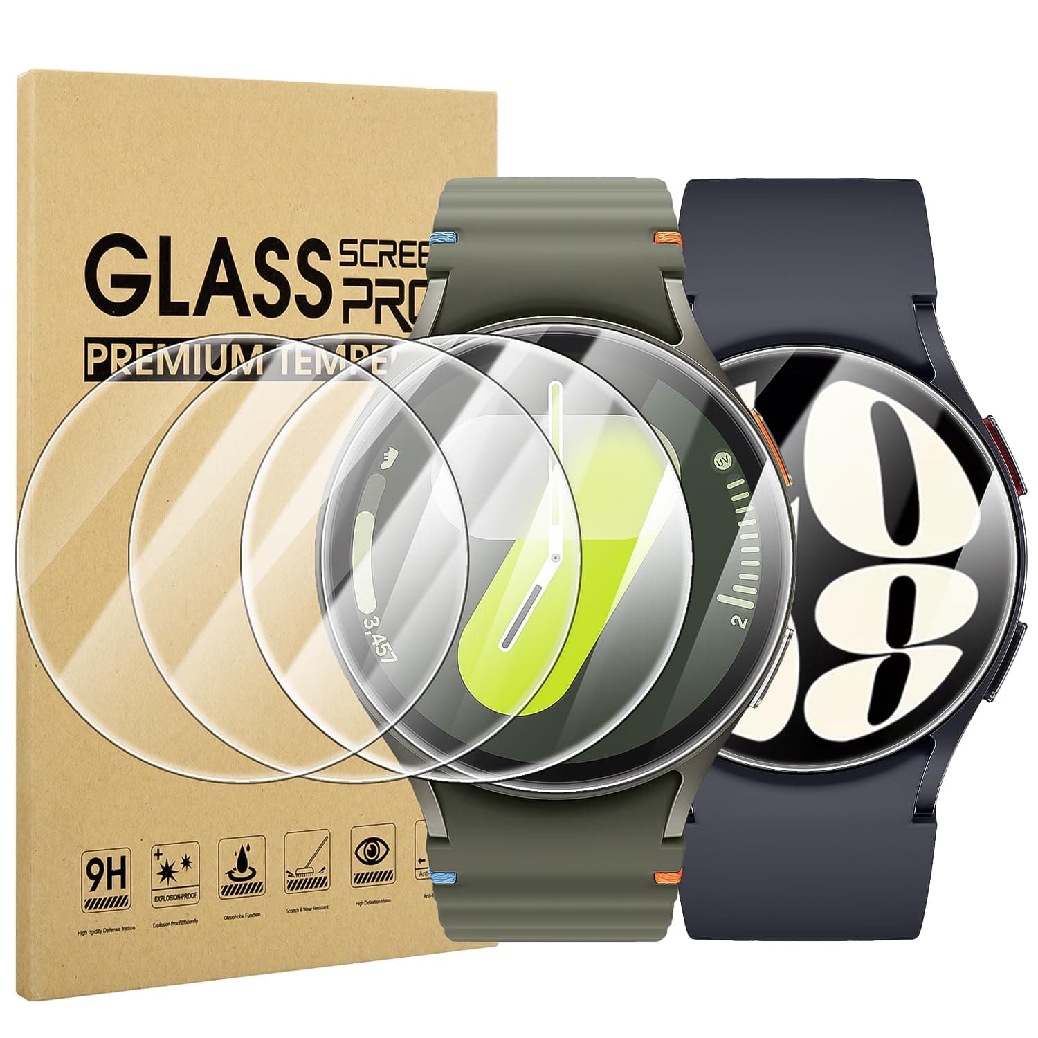 - 4-Pack Screen Protector for Samsung Galaxy Watch 7/6/5/4 44mm, Tempered Glass Protectors Perfectly Fit for Galaxy 44mm Smartwatches