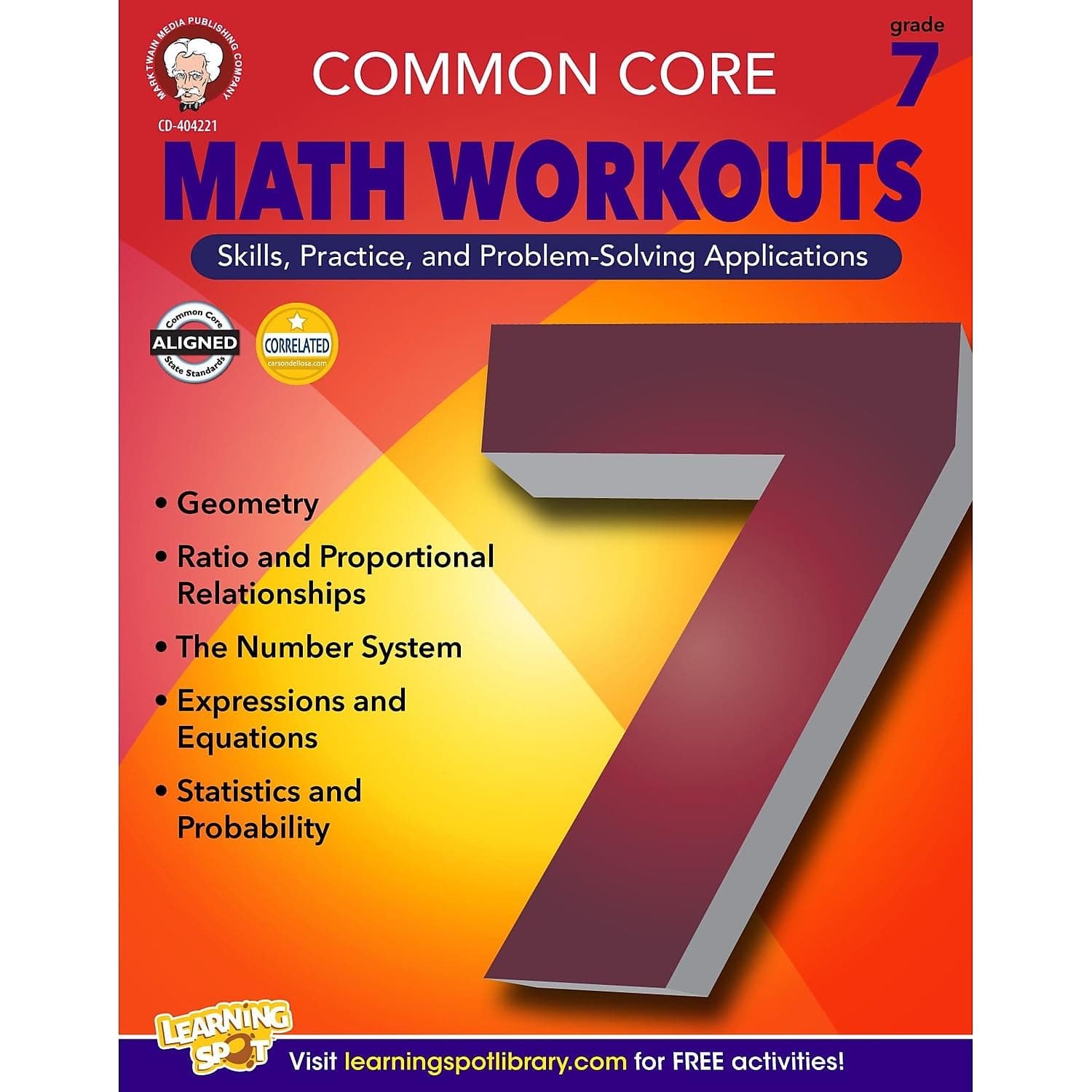 Mark Twain Media | Common Core Math Workouts Workbook | 7th Grade, 64pgs