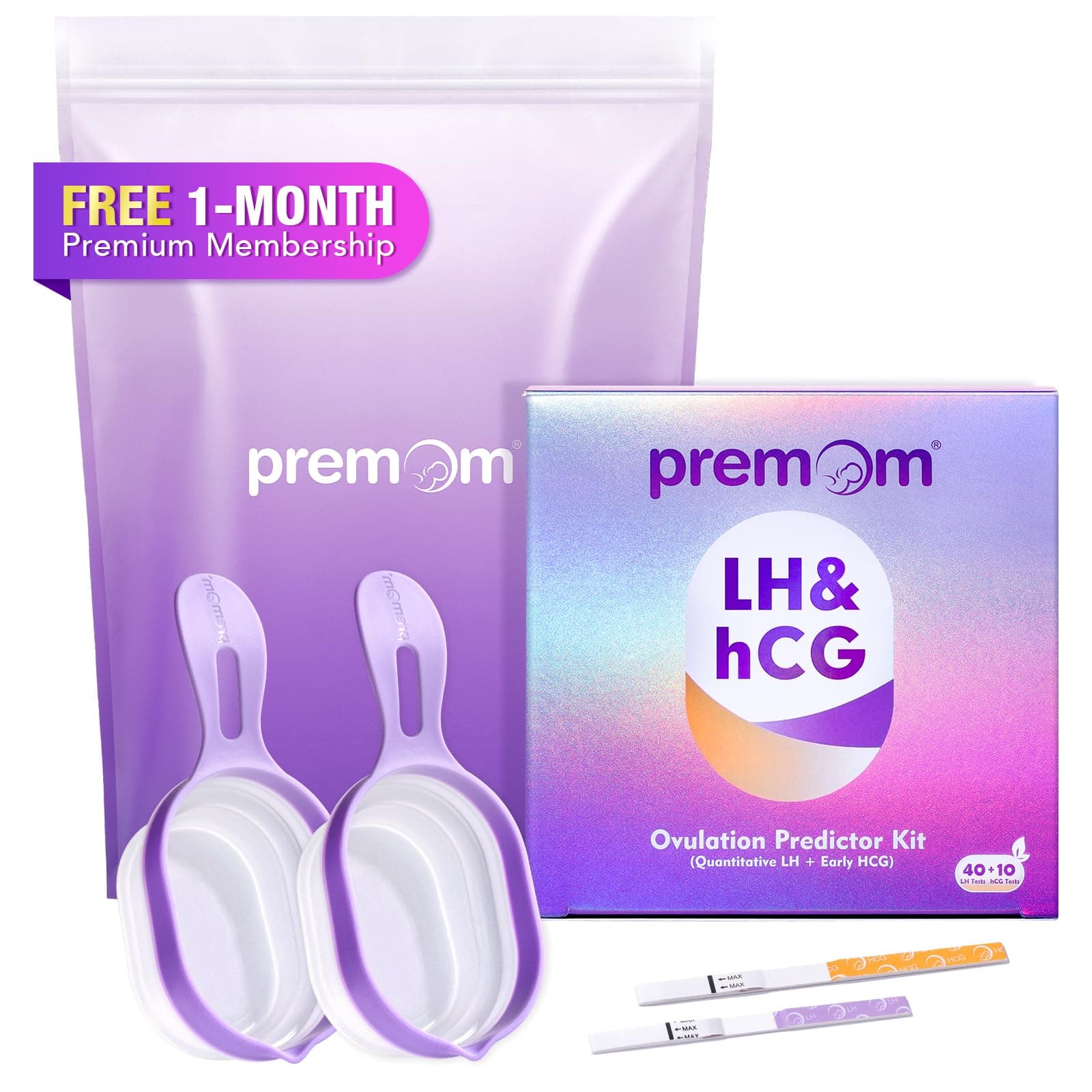 Quantitative Ovulation & Pregnancy Test Kit: 40 LH Strips + 10 HCG Strips + 2 Reusable Urine Cups | at-Home Fertility Test for Women | Smart Digital Ovulation Reader App