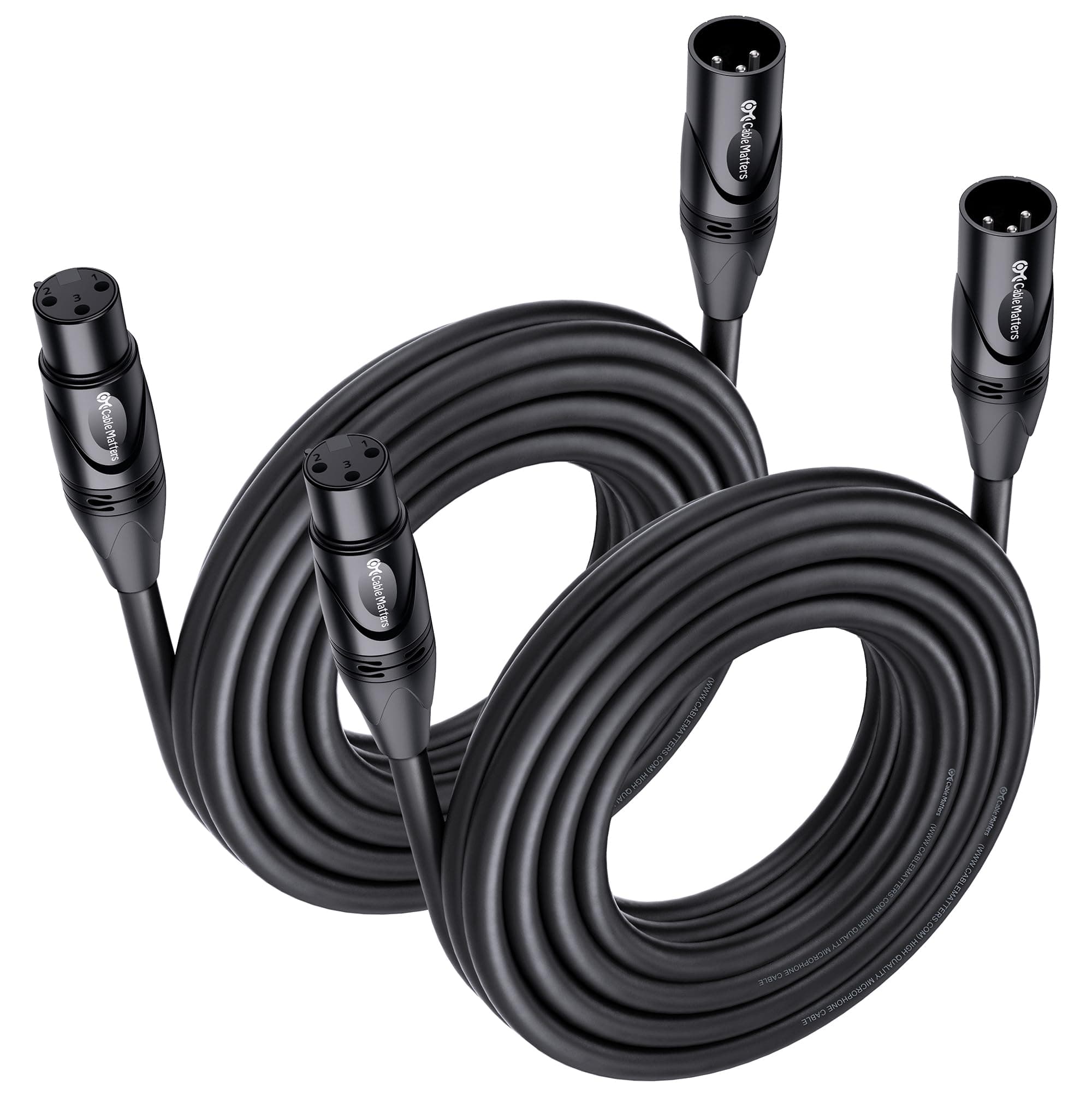 Cable Matters 2-Pack Premium XLR to XLR Microphone Cable 20 Feet