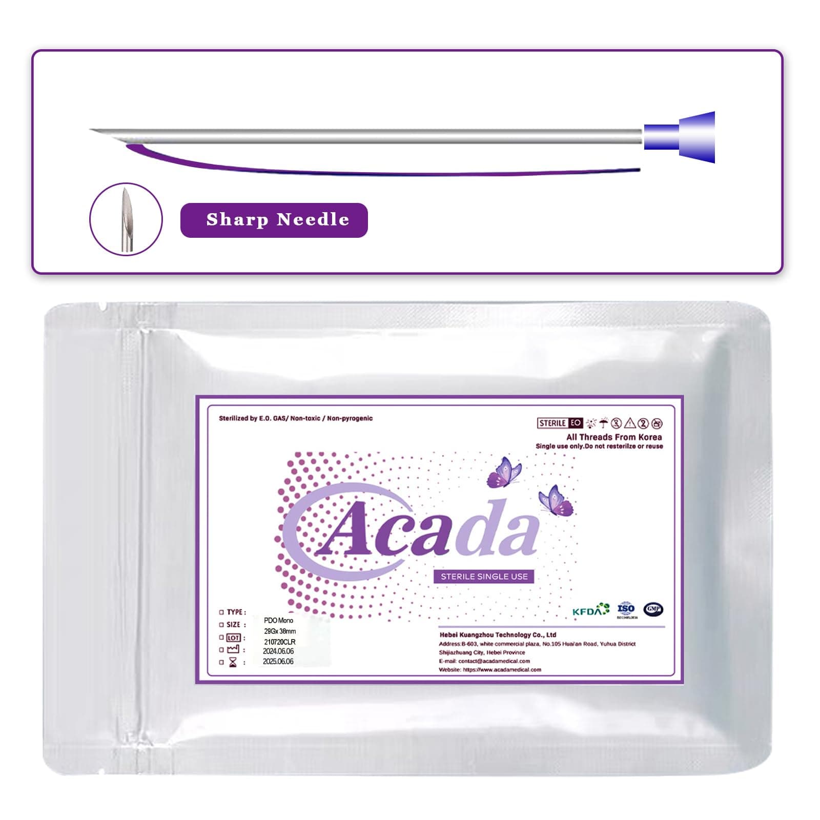 PHYMAT Acada Pdo Threads, Mono Threads 29G38mm, Threads for Face, Pdo Smooth Threads for Face, Thread Lift, Production of Collagen 20Pcs