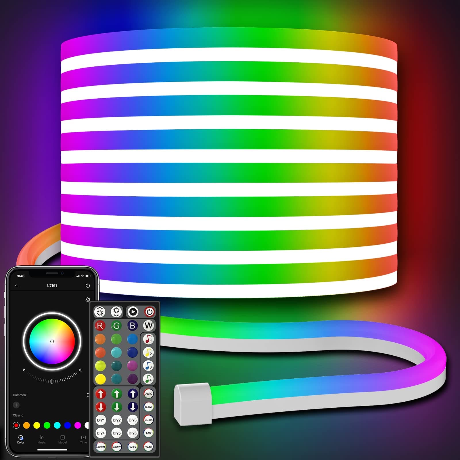 AILBTON Led Neon String Lights 32.8 Feet, Control with App/Remote, Flexible Led String Lights, Multiple Modes, Outdoor Ip65 Waterproof Rgb Neon Lights, Led Neon Strip Lights for