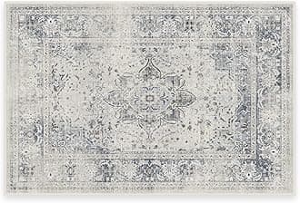 RUGGABLE Washable Vintage Area Rug – Sarrah Blue Quartz 2x3, Stain-Resistant, Non-Slip – Small Machine Washable Rugs for Living Room, Bedroom, Hallway, Entryway & Bathroom–with Cushioned Pad