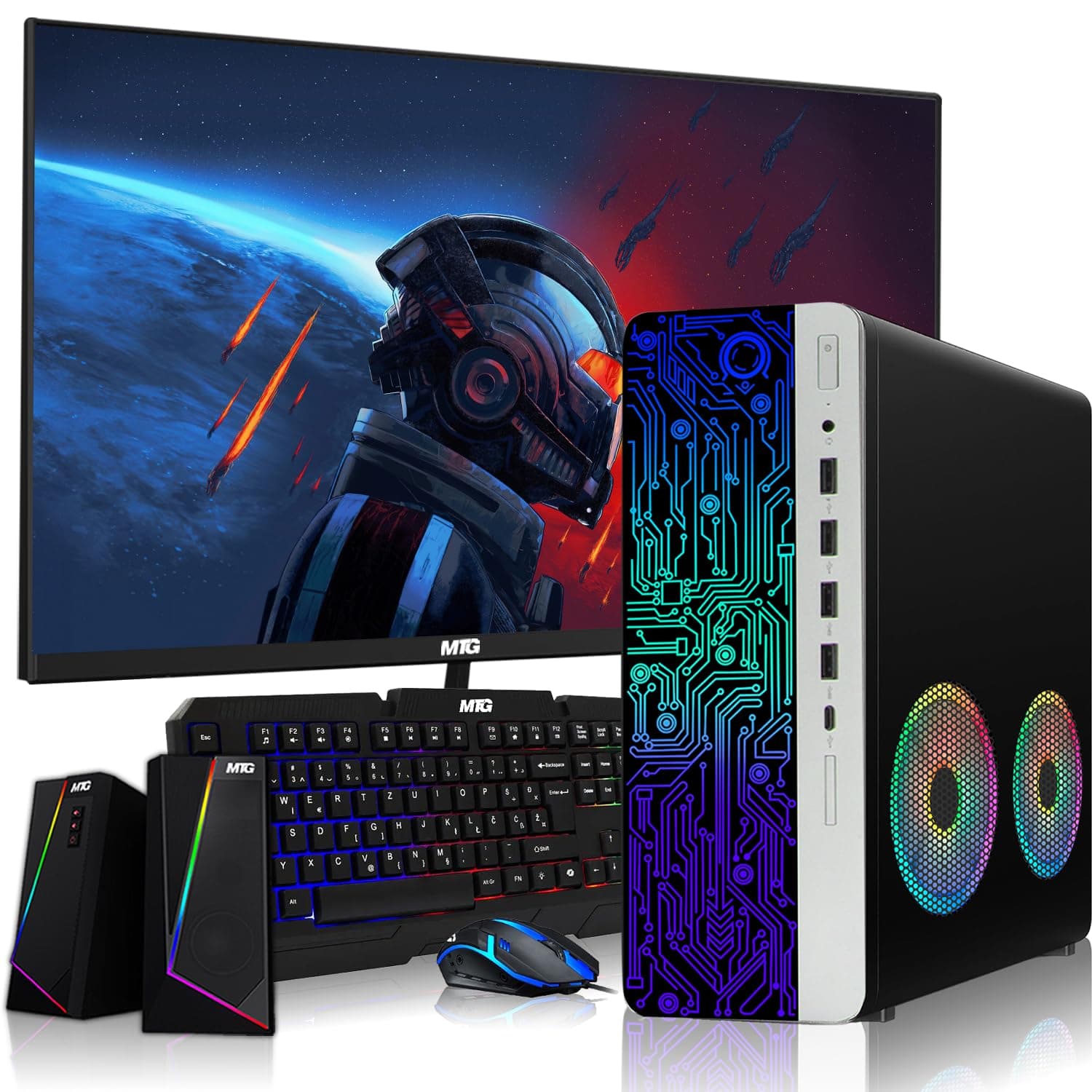 HP G4 Desktop Computer PC AMD Pro A10-9700 R7, 16GB RAM, 1TB SSD, 27-inch Monitor, RGB Speaker, RGB Keyboard with AI-Enabled Copilot Key, Mouse, 2X ARGB Fan WiFi, Windows 11 (Renewed)