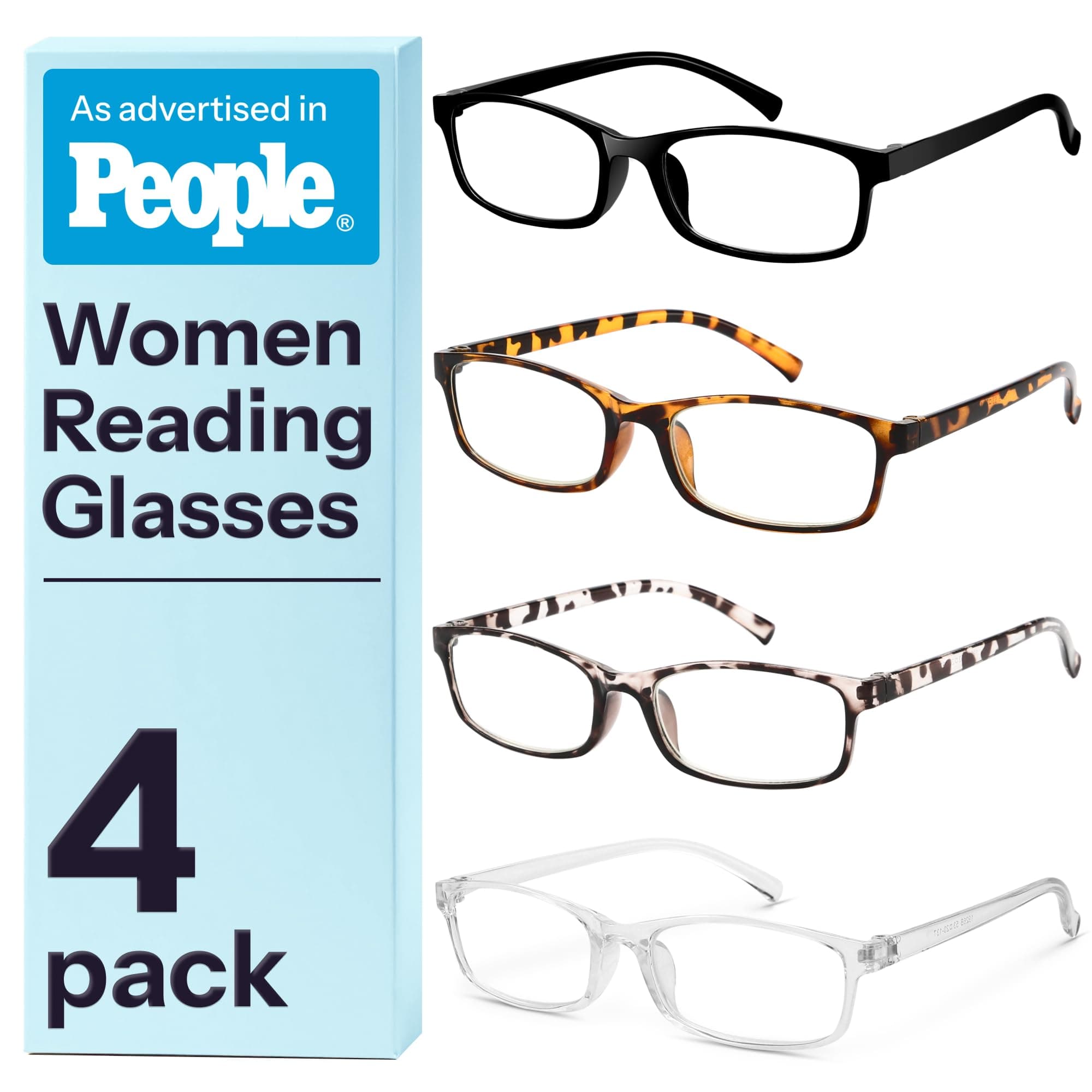 1.0 Multi Pack Reading Glasses - Blue Light Blocking Lenses, TR90 Frames, UV400 - Eyeglasses with Clear Vision