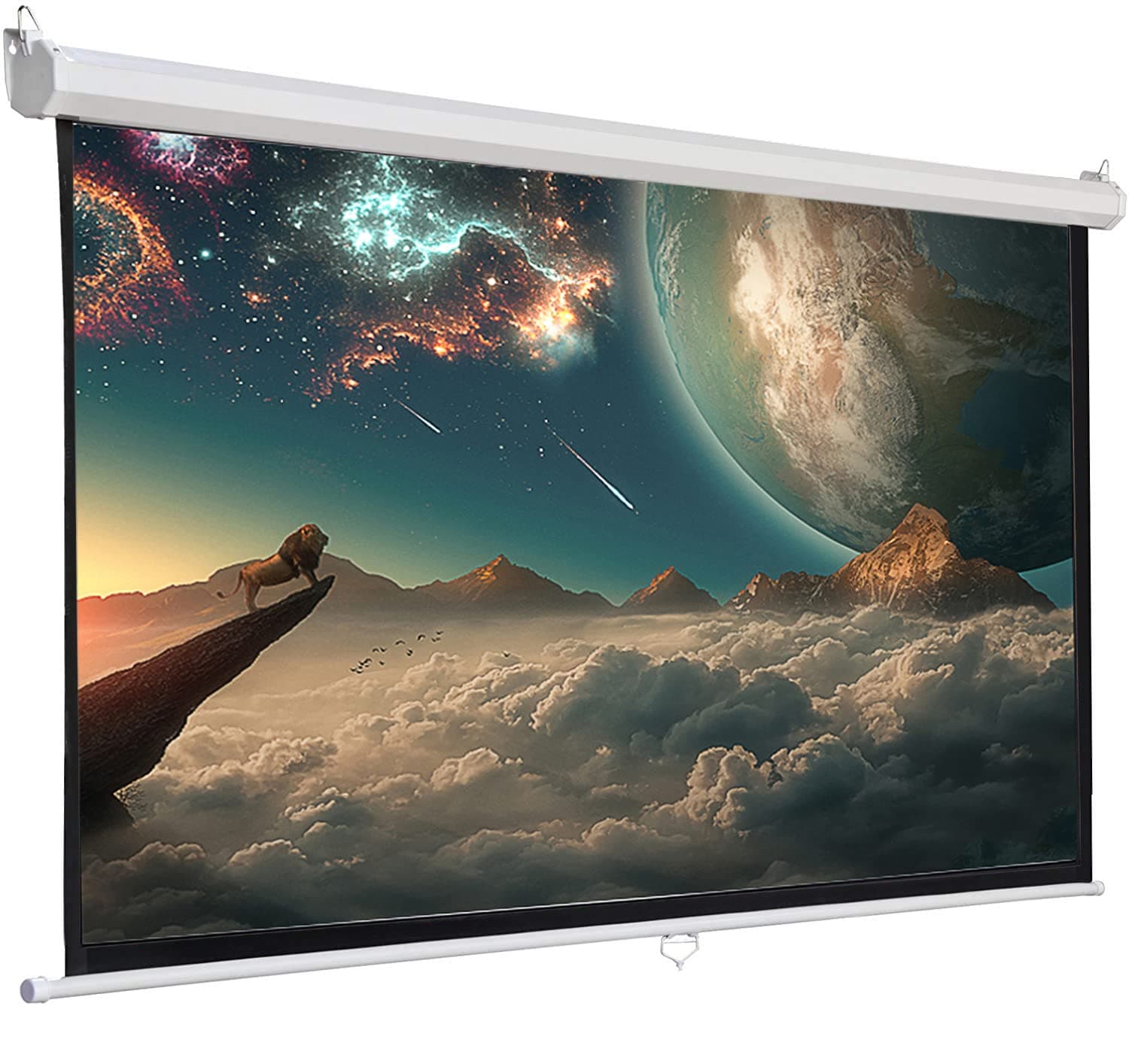 Pull Down Projector Screen, 60" Wall & Ceiling Mounted HD Projection Screen with 4:3 Ratio Matte White Screen for Home School Cinema Theater Outdoor Indoor Public Display (Size:116x87cm)