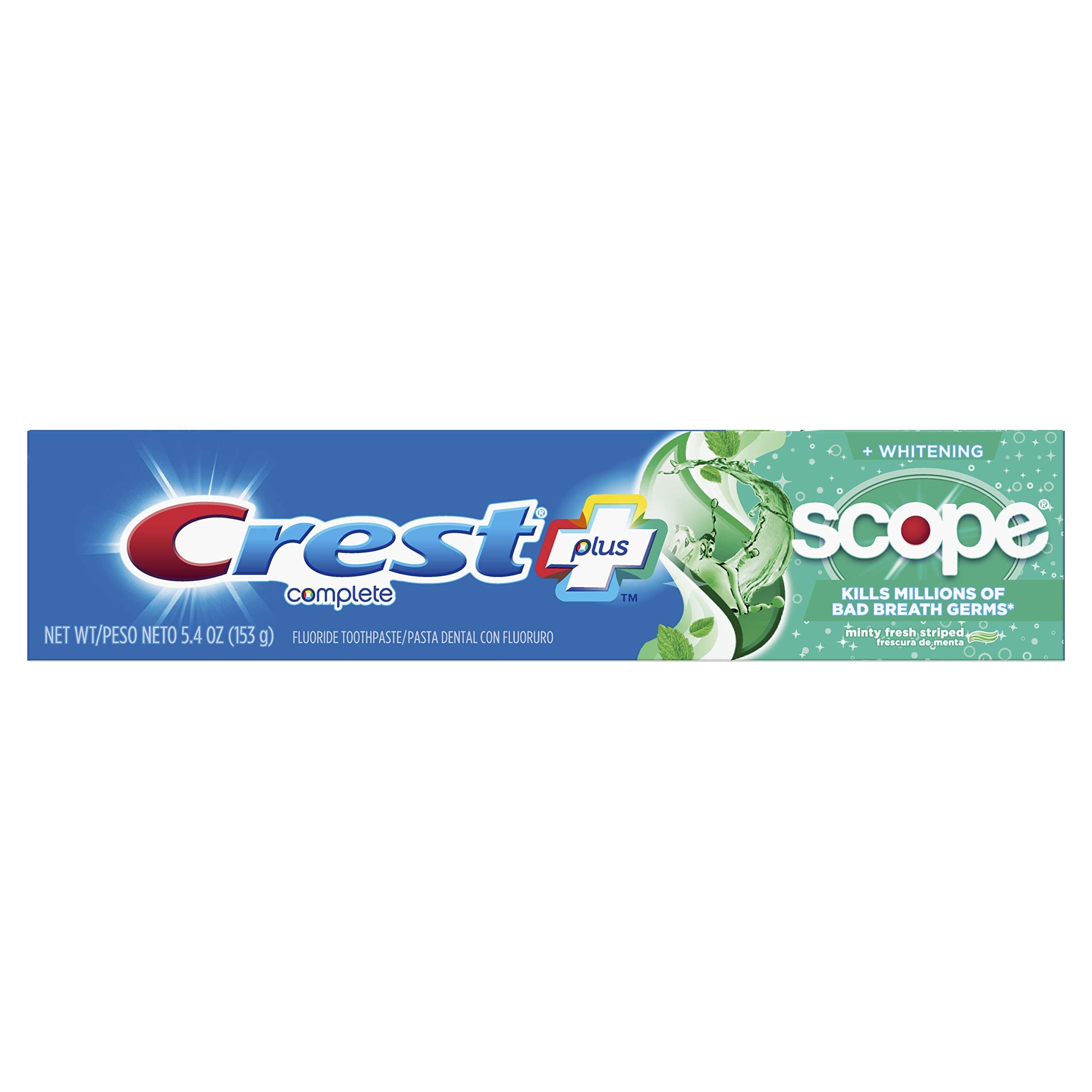 Crest Complete Multi-Benefit Whitening + Scope Fluoride Toothpaste Minty Fresh Striped, 5.4 Oz