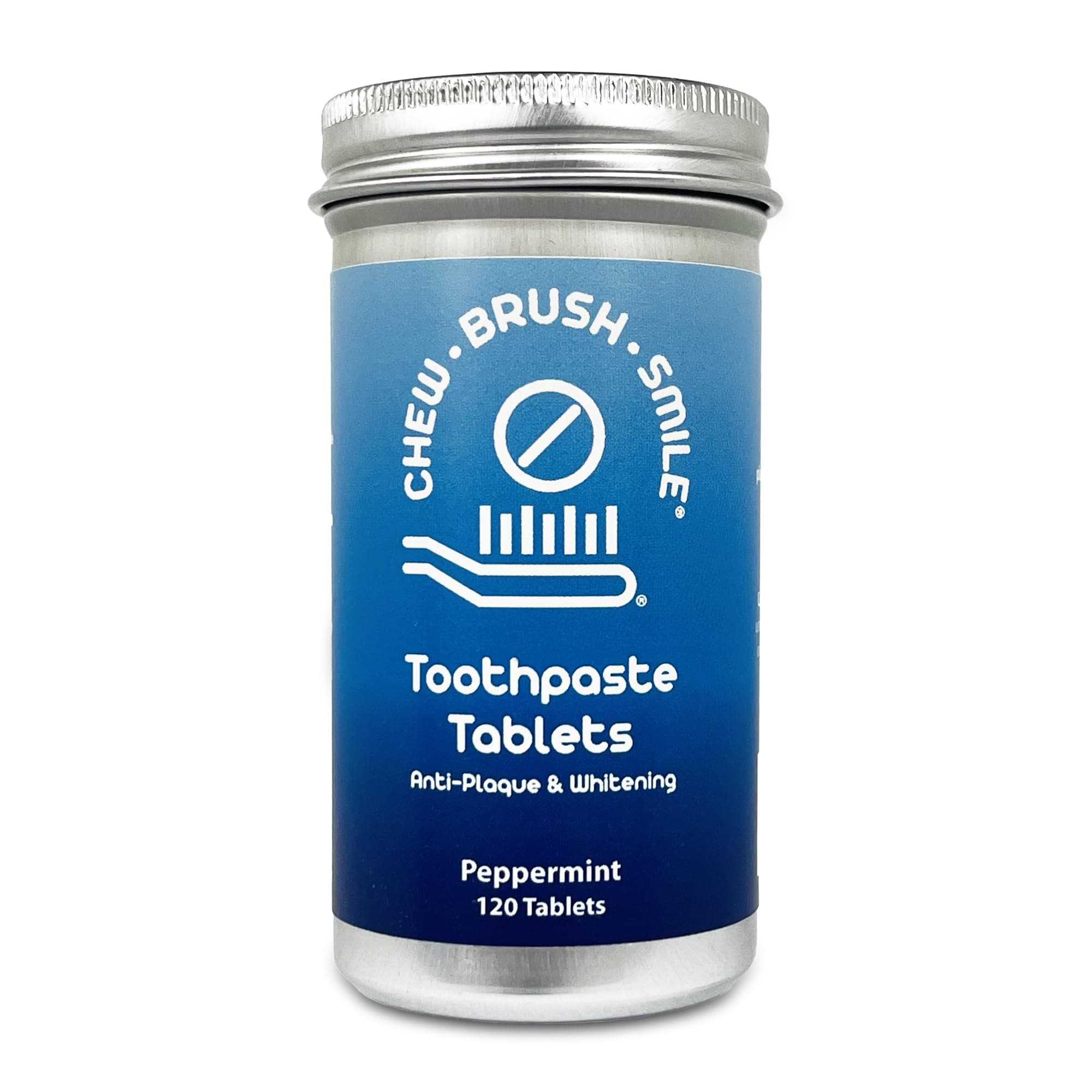 Chew Brush Smile Toothpaste Tablets 120 Count, Peppermint