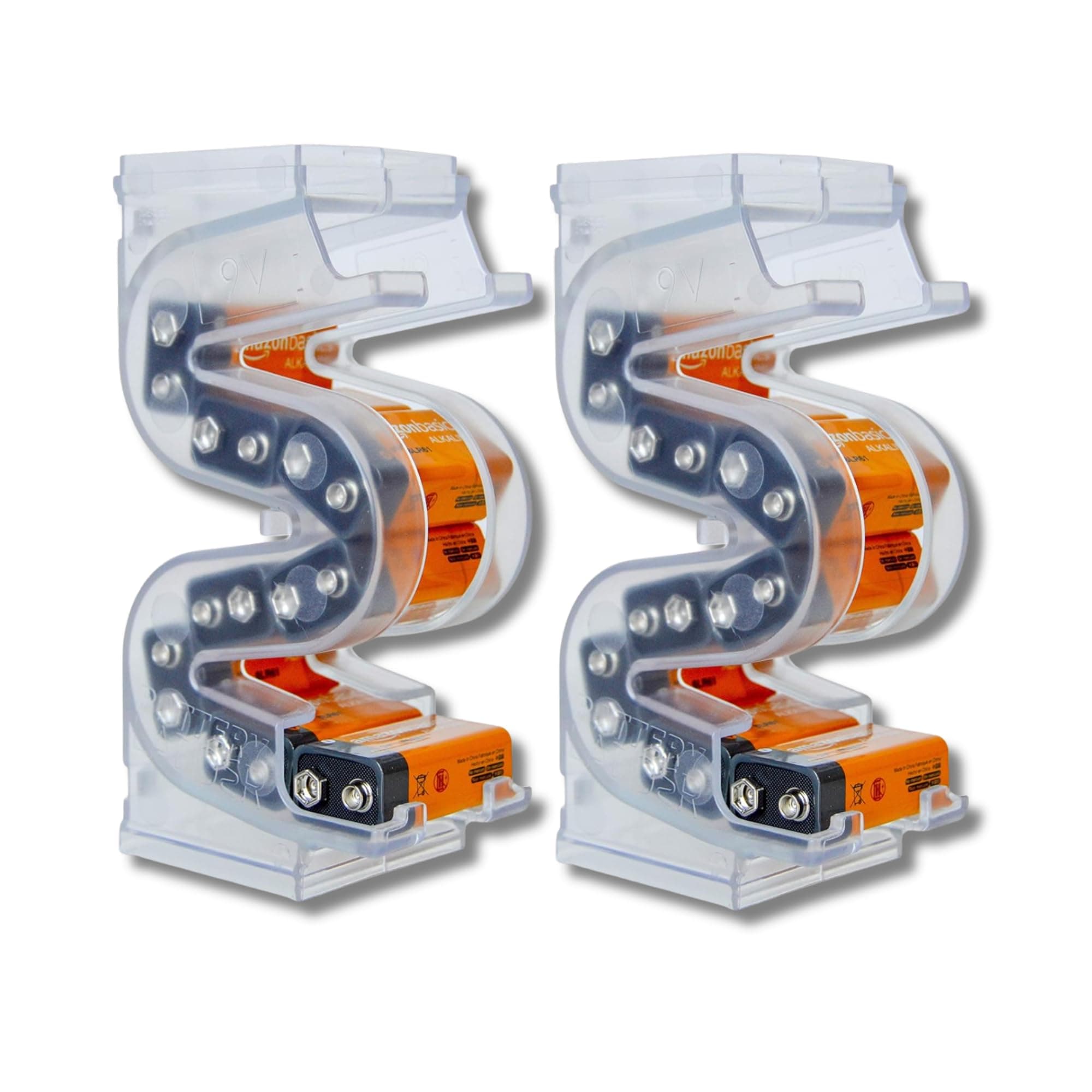 Battery Ladder™ for 9V Batteries | Vertical Storage Case & Dispenser | Stackable Expandable Wall Mount Holder Combo (2-Pack, Holds 20 9V Total)