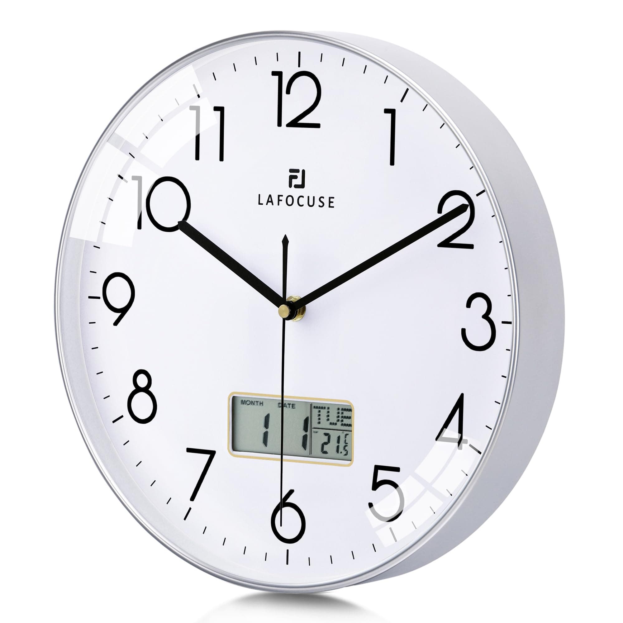 Silver Wall Clock with Date