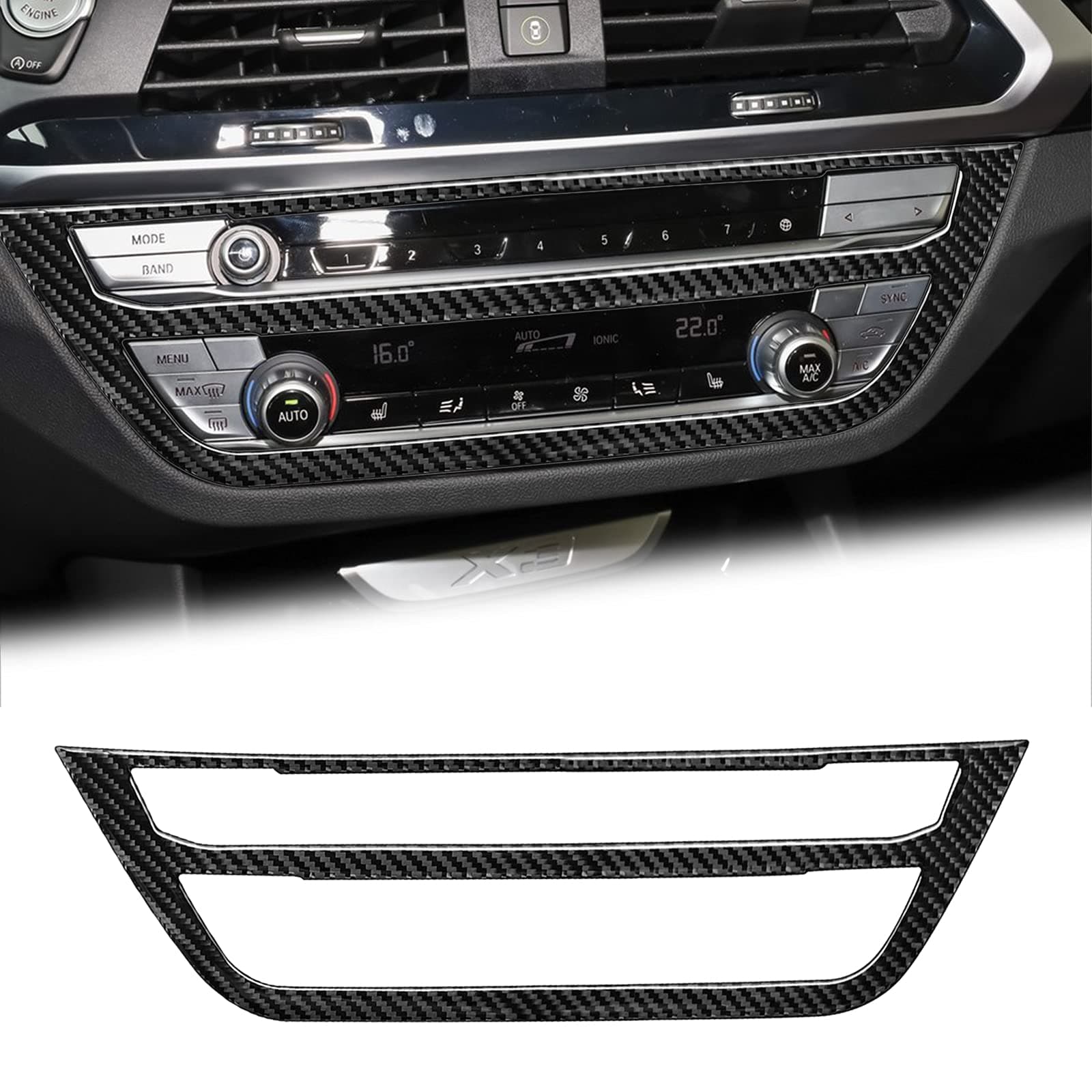 Compatible with Carbon Fiber Center Console CD Frame Panel Trim Cover for BMW X3 G01 2018 2019 2020 2021 (Black