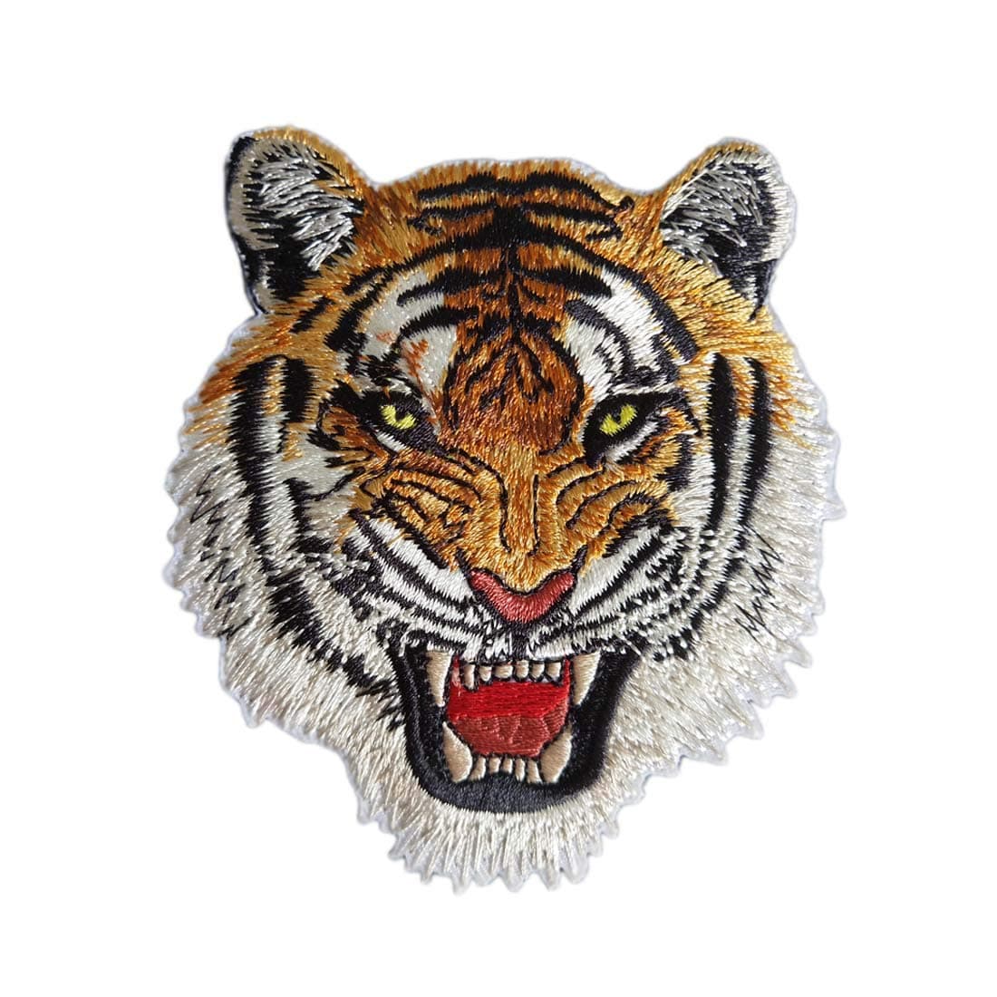 Lorigun 2Pcs DIY Tiger Iron-On Patch Embroidered Appliques Clothes Patches Clothes Sewing Embroidery Process