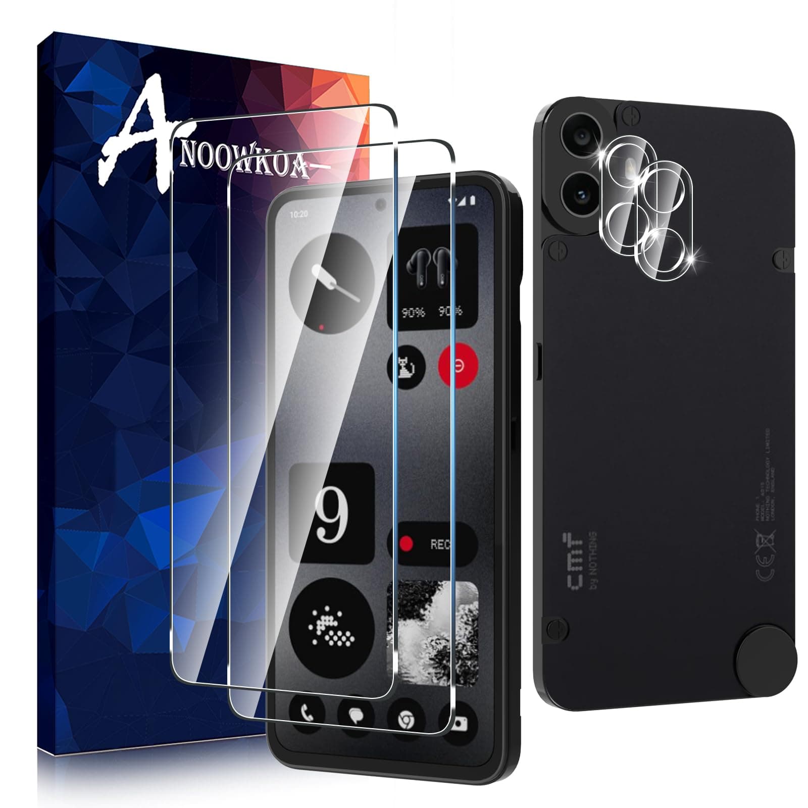Anoowkoa [2+2 Pack for Nothing CMF Phone 1 Screen Protectors and Camera Lens Protectors Guard Tempered Glass Film, Anti Fingerprints Protective Film