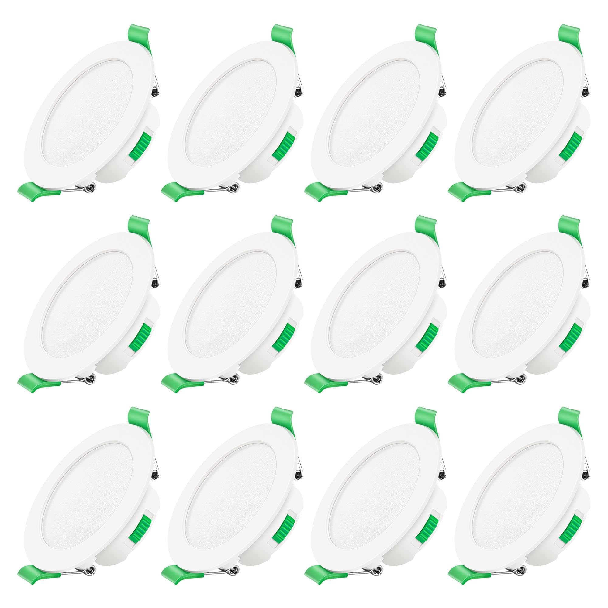 ALUSSO LED Recessed Spotlight Extra Flat Dimmable 230 V 7 W Ceiling Spotlights Warm White 3000 K Neutral White 4000 K Cool White 6500 K Adjustable Waterproof IP44 for Bathroom, Pack of 12