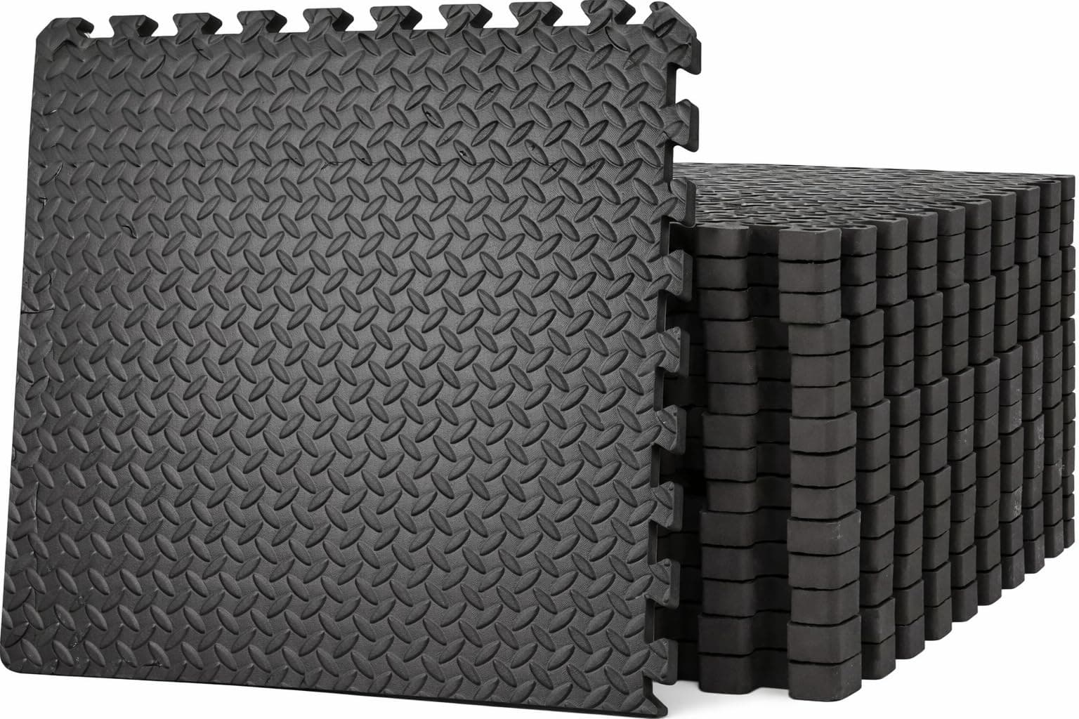 6 Pcs Gym Floor mat rubber for Heavy Workout Puzzle mat Home Exercise, Gym Floor Equipment mat Interlocking Eva Foam Flooring Thick Rubber Tiles Yoga, Kids(16SQFT,Black)