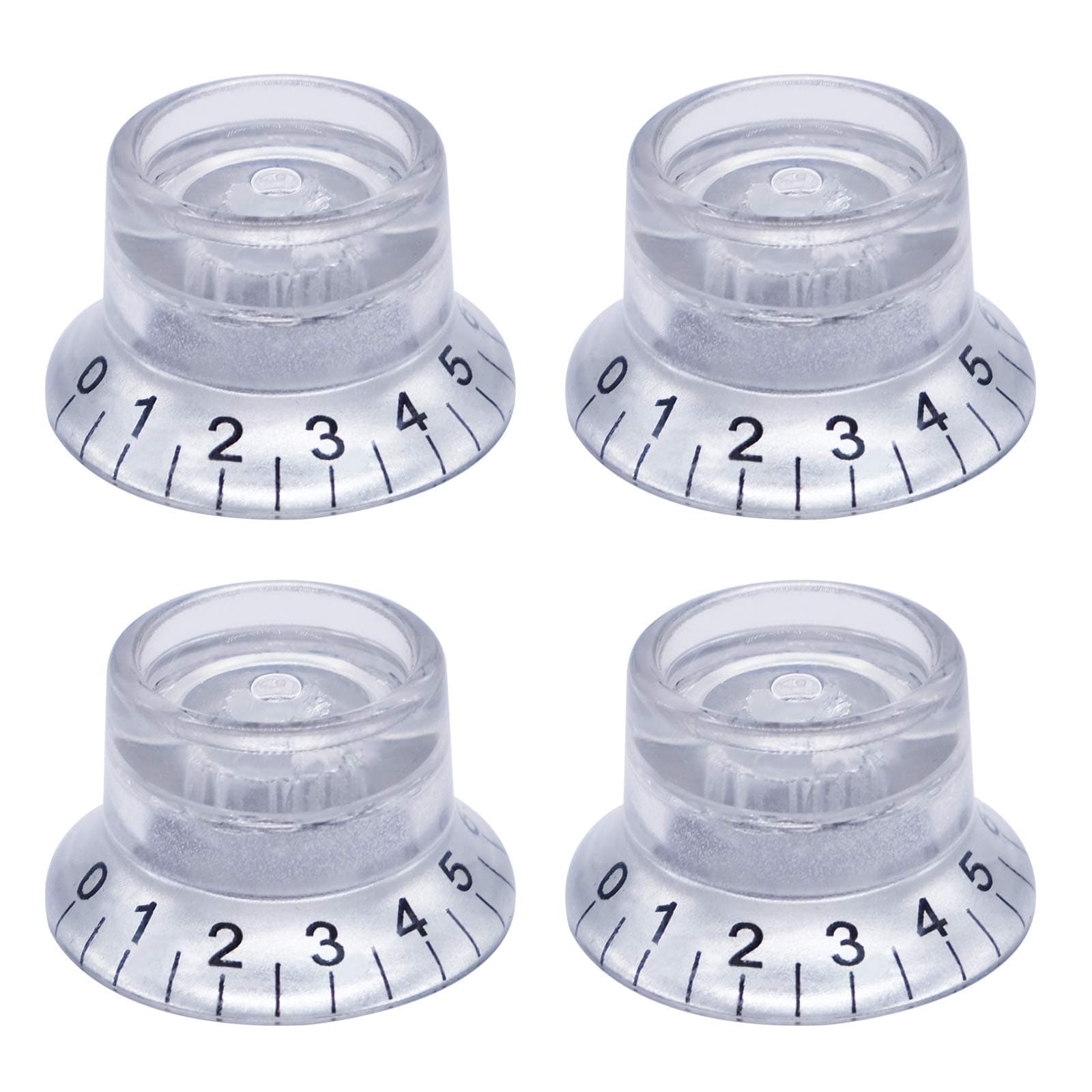 mxuteuk 4pcs Bell Knobs Silver w/Black Custom Electric Guitar Bass Top Hat Knobs Speed Volume Tone AMP Effect Pedal Control Knobs KNOB-S31