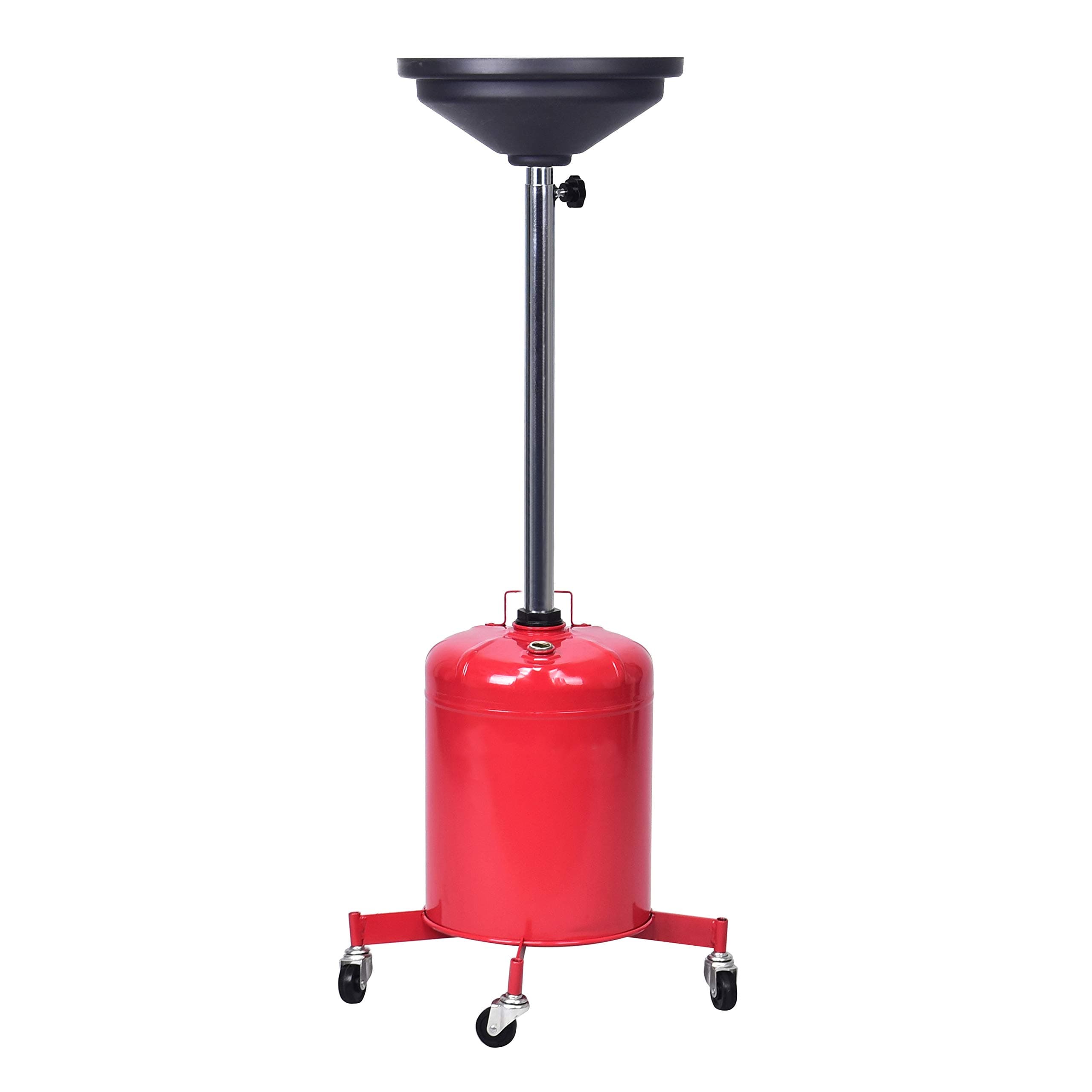 5 Gallon Oil Drian Portable Steel Oil Drain, Waste Oil Drain with Wheel, Adjustable Height, Red (AODT-5)