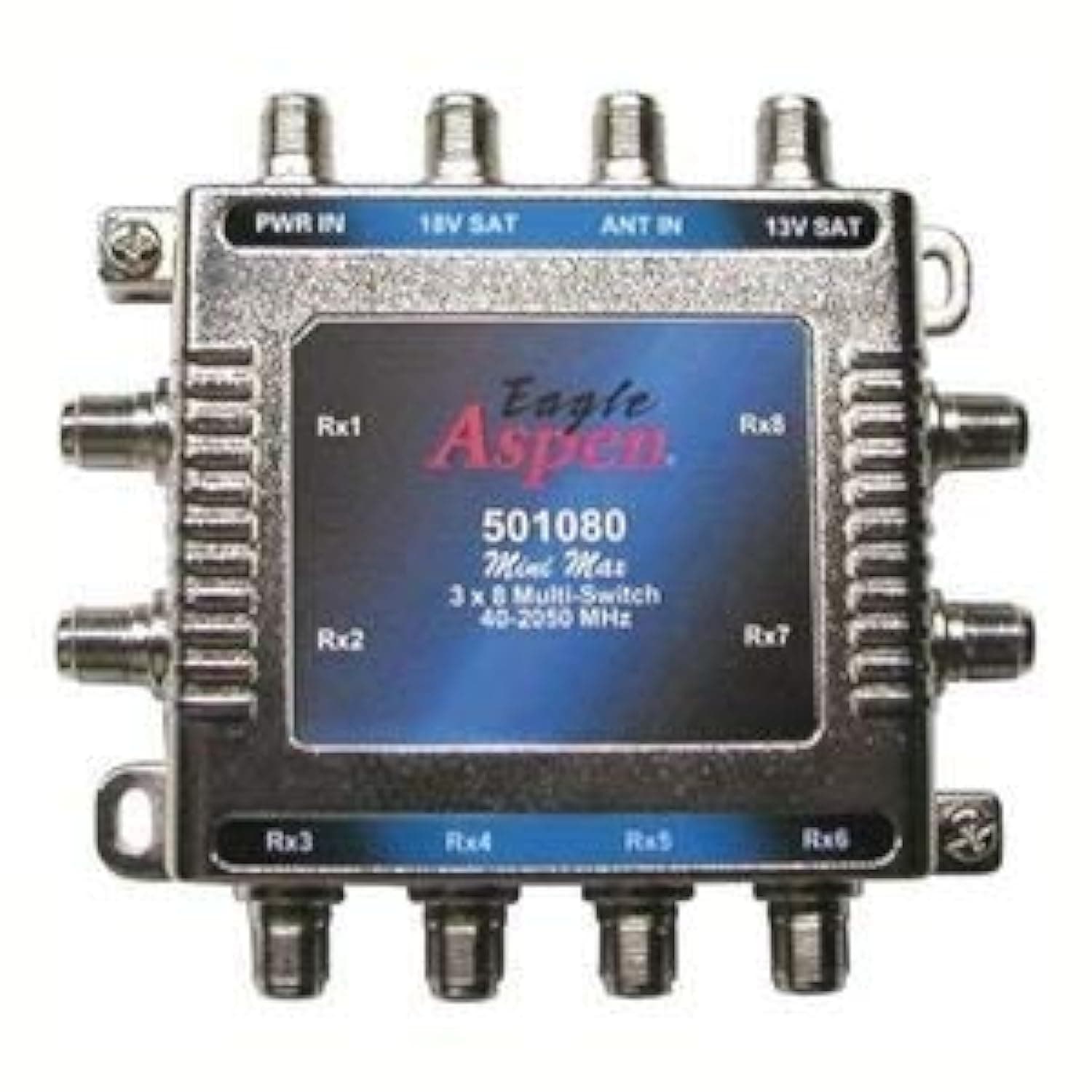 NAC Wire and Cables 3x8 Multi Switch Amplifier Satellite Approved Commercial Grade SW-38MS Multiswitch 8 Receiver with 3 Way Input