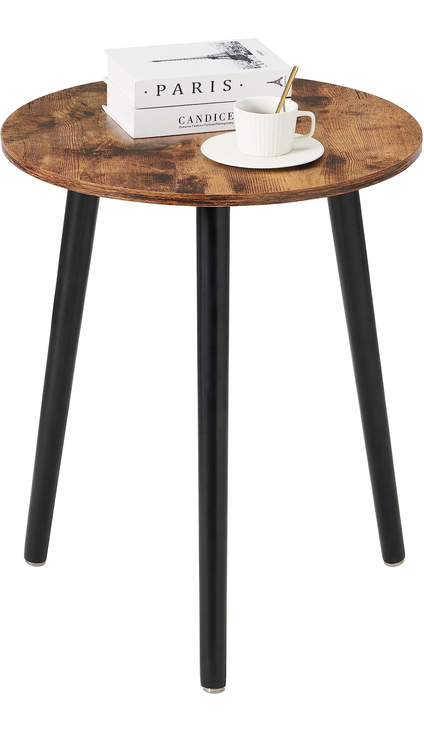 Apicizon Round Side Table, Modern Nightstand End Table, Nursery Side Table for Small Spaces, Bedroom, Living Room,16.5 x 20 Inches, Rustic Brown