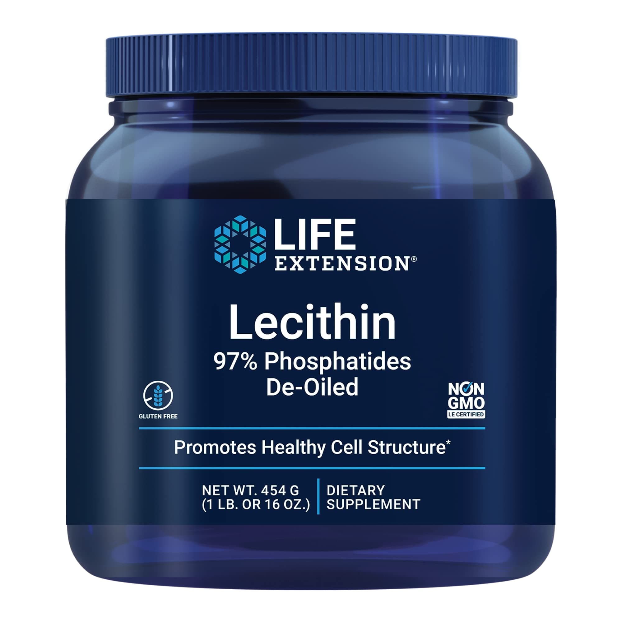 Life Extension Lecithin, Promotes Healthy Cell Structure and Function in The Brain, Gluten Free, Non-GMO, Vegetarian, 454 Grams