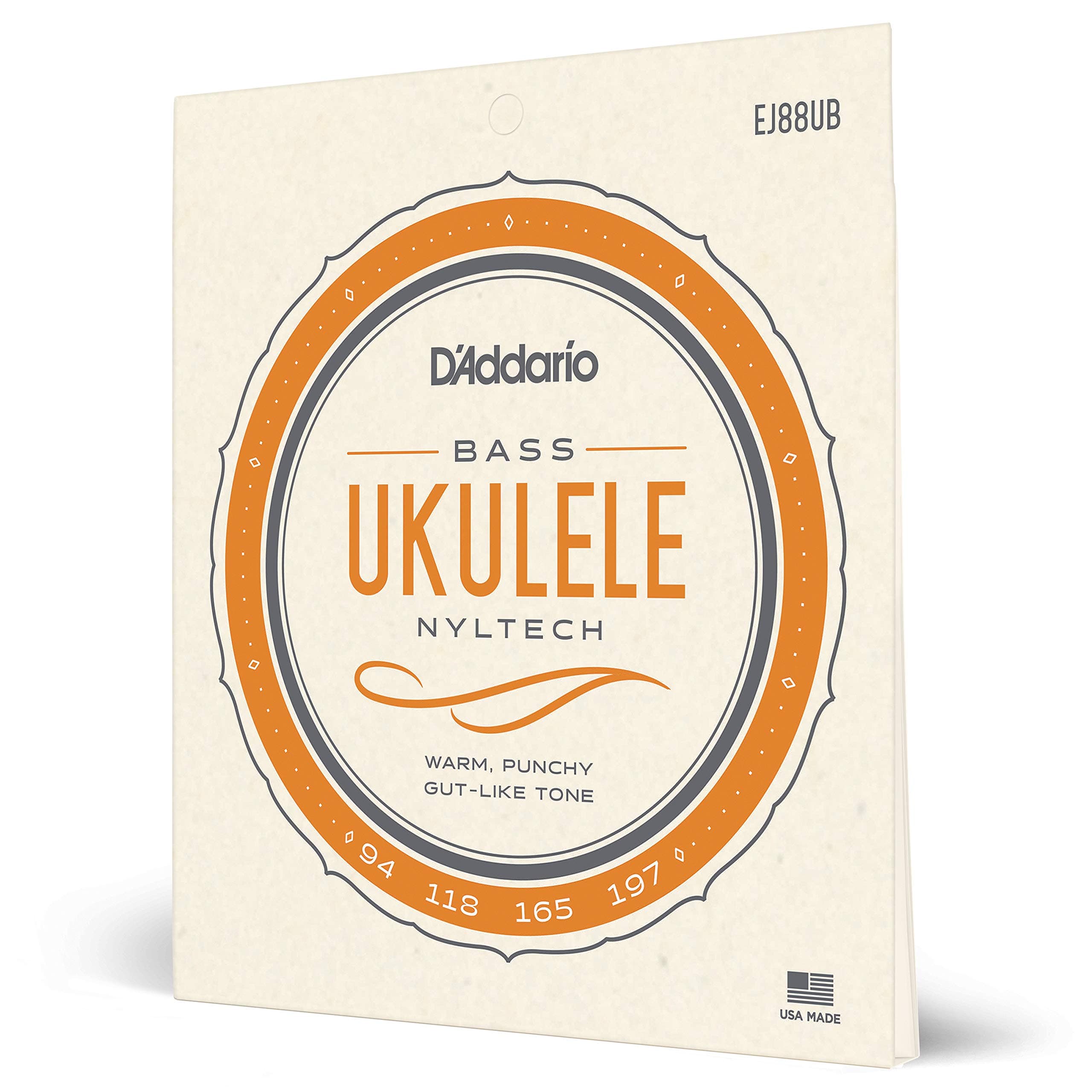 D'Addario Bass Ukulele Strings, Nyltech, EJ88UB, 4-String Set, Pack of 1