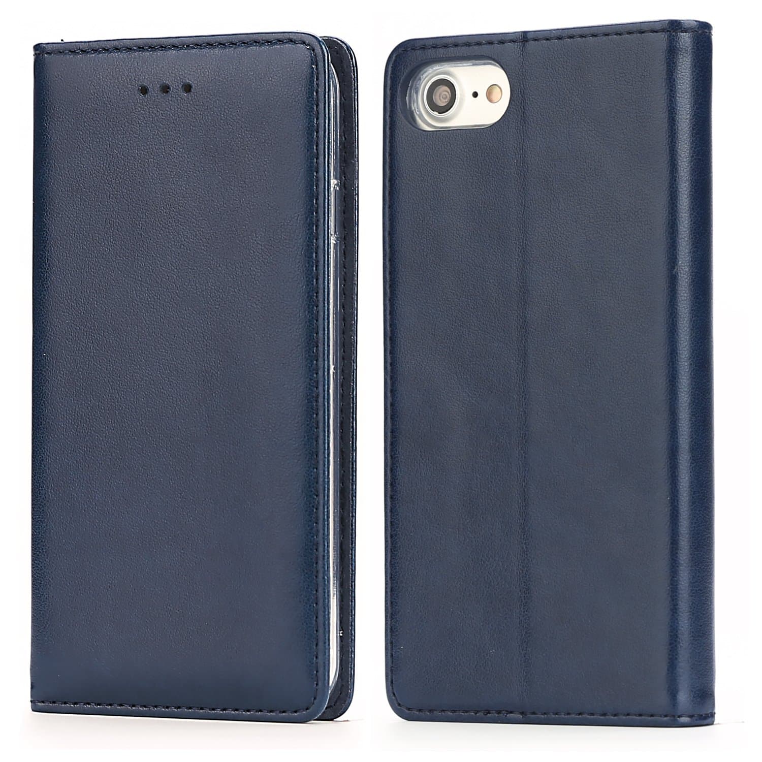 IPHOX iPhone 8 Plus/7 Plus Case, Leather Wallet Protective Case with Card Slots with Stand Function for iPhone 8 Plus/7 Plus, Blue/E