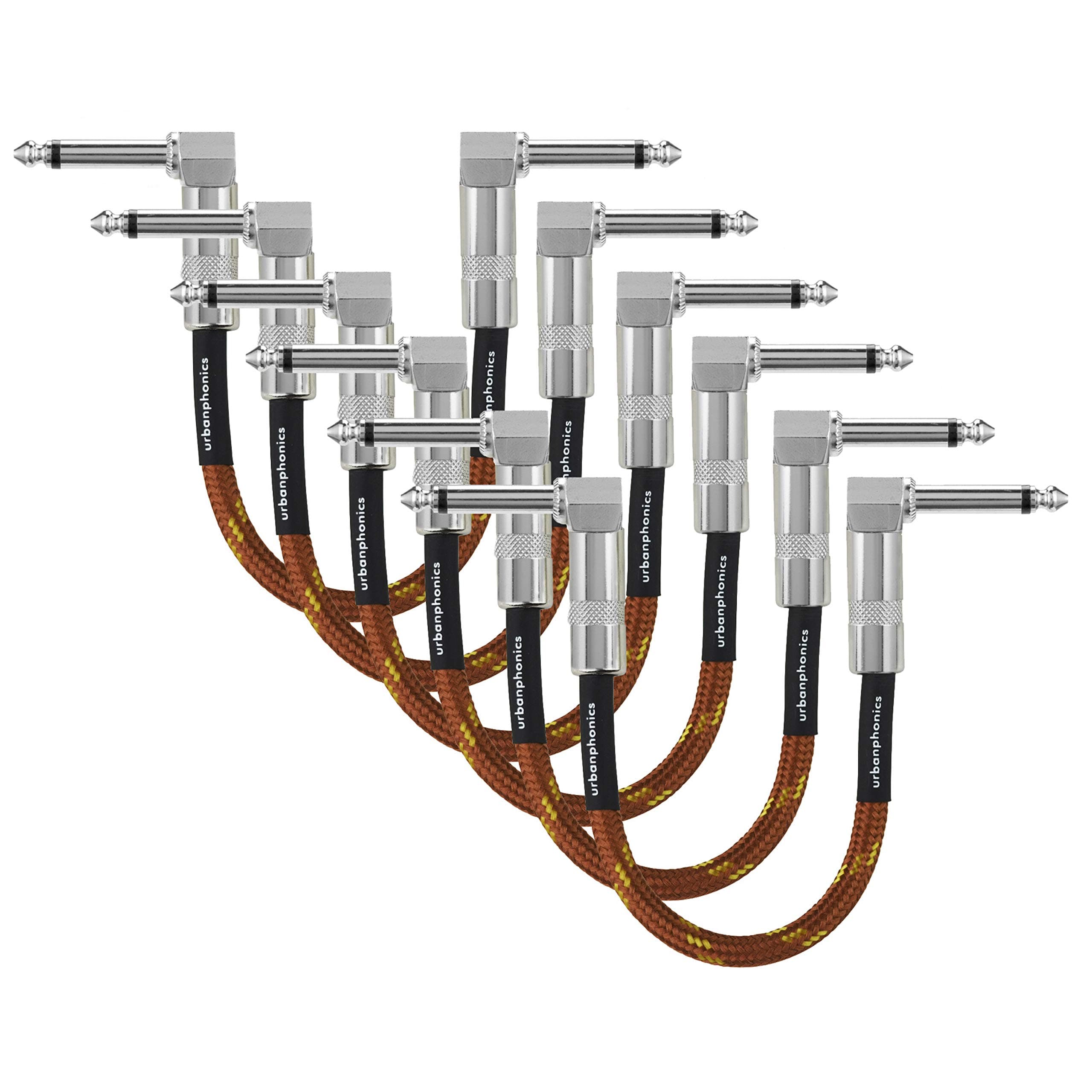 Urbanphonics Guitar Patch Cable 6 Pack Brown & Yellow