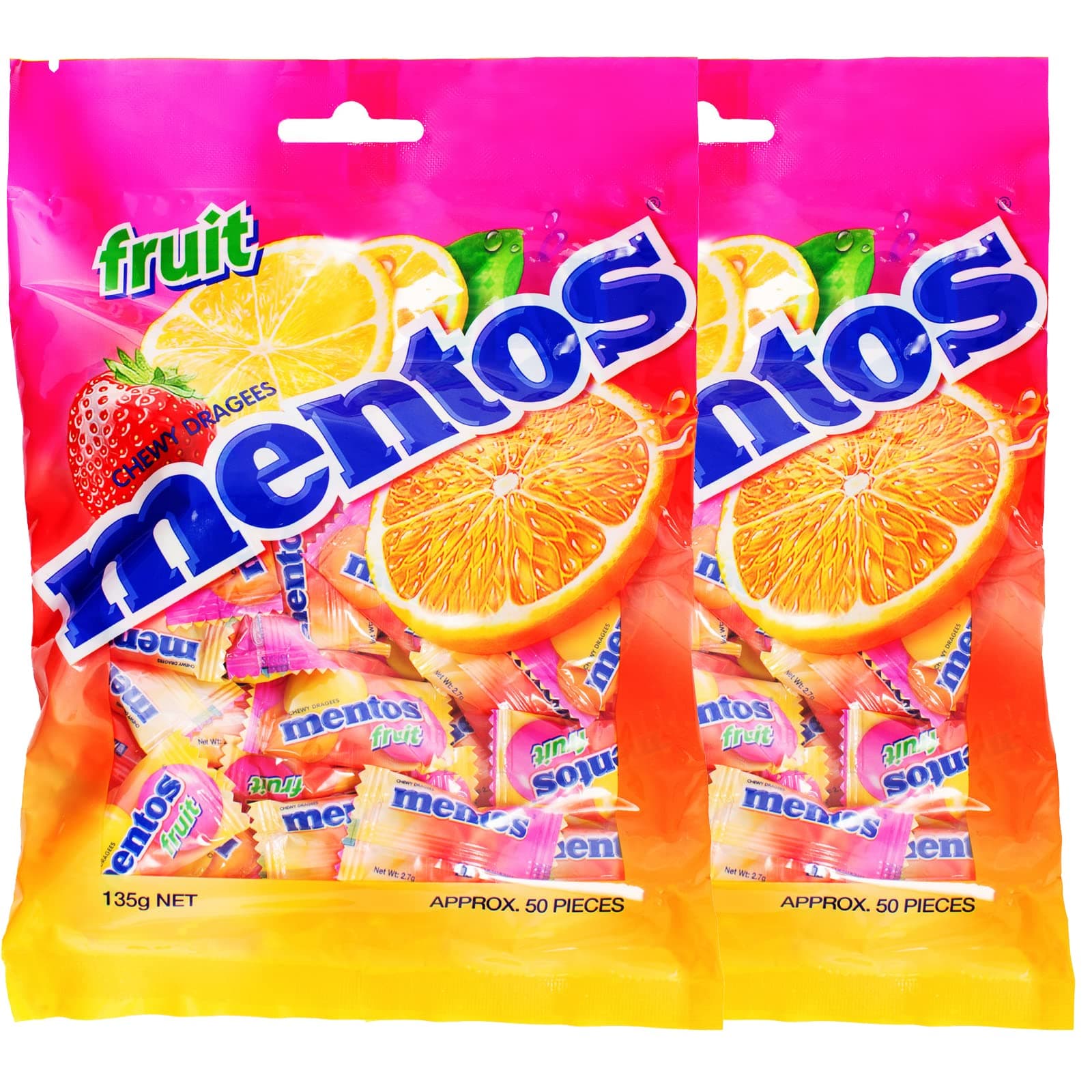Mentos Chewy Dragees Fruit, 135g