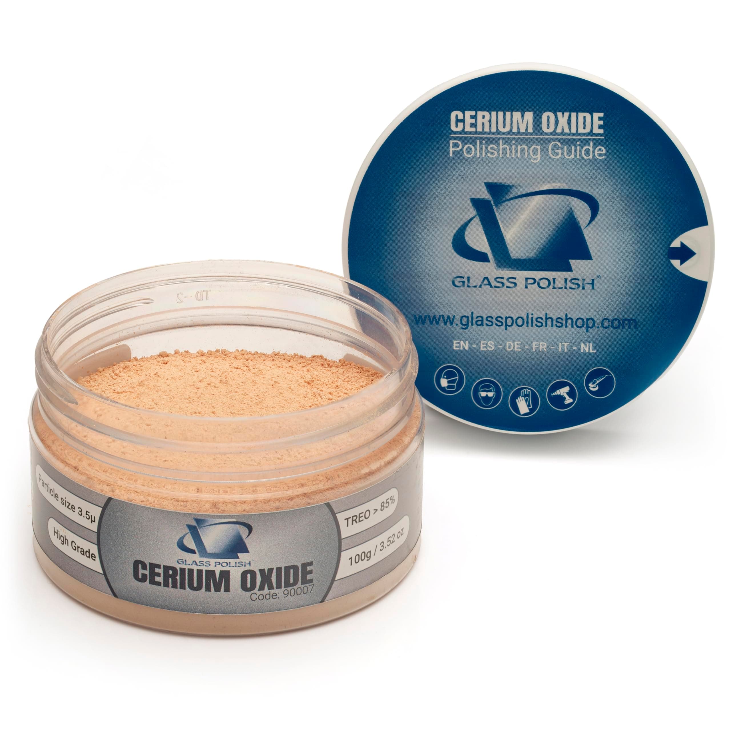 Glass Polish PRO 3.52oz (100g) Cerium Oxide, High-Grade Glass Polishing Powder, Enhanced Formula, TREO 85%, 3.5 Microns, Brown – GP90007