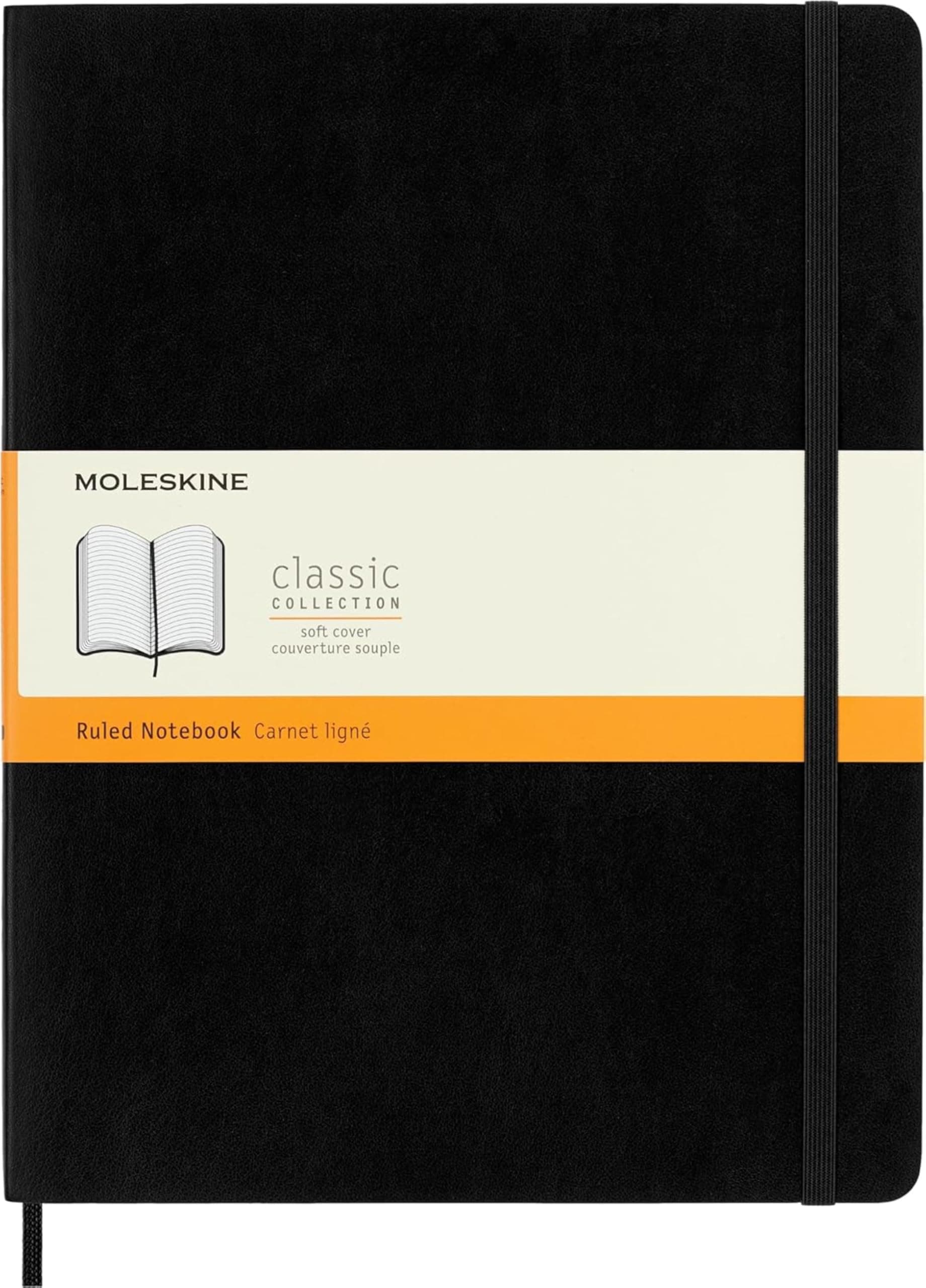 Classic Notebook, Extra Large, Ruled, Black, Soft Cover (7.5 x 10)