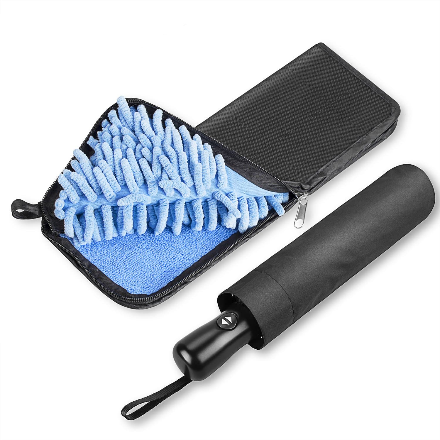 Umbrella Automatic Folding Travel Umbrellas Windproof Compact Auto Open and Close 10 Ribs 120cm Large Lightweight Umbrella with a Water Absorbing Carry Case for Men Women