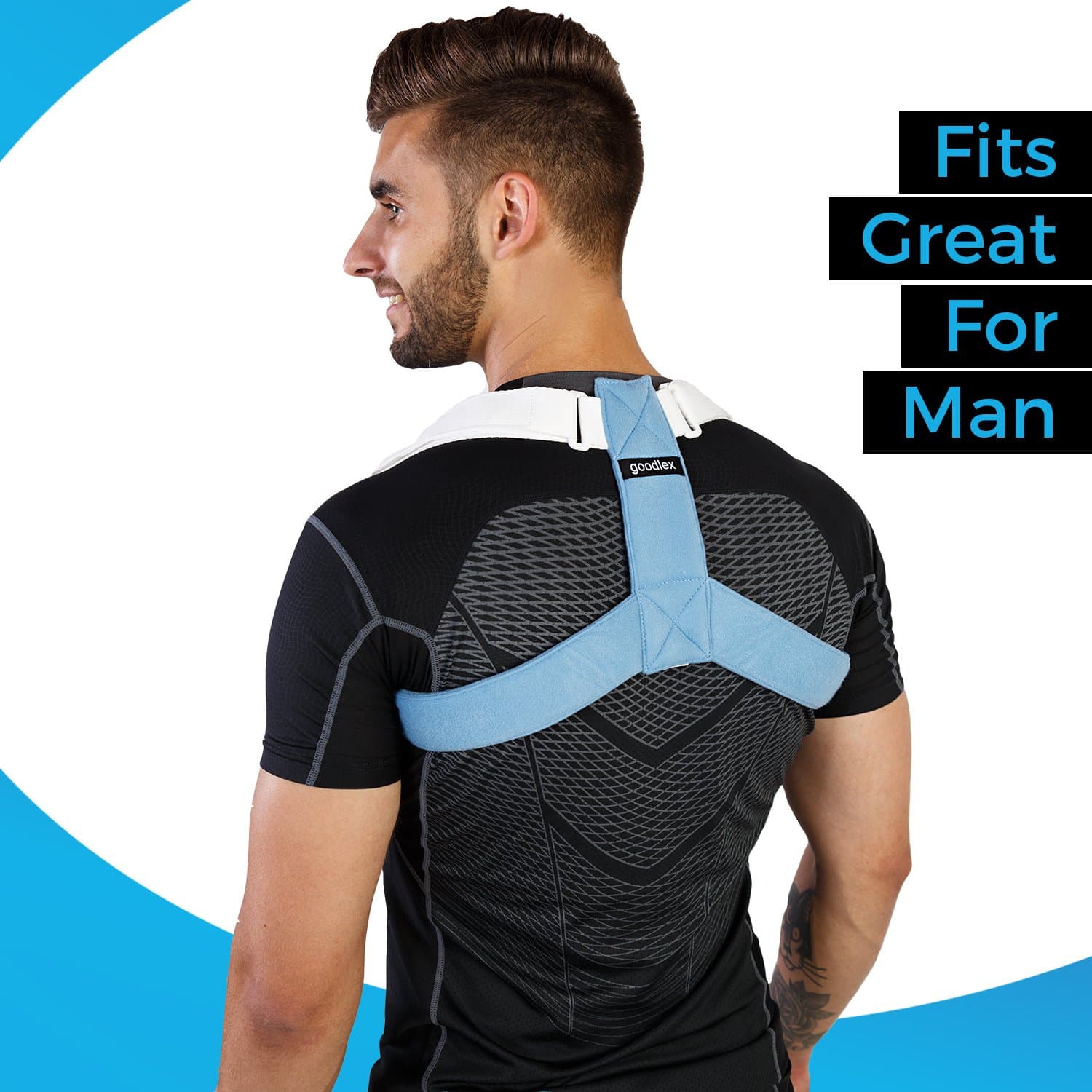 Goodlex Posture Corrector Back & Shoulder Adjustable & Padded Brace for Men & Women | Align Your Spine, Eliminate Slouching & Hunching, Relieve Discomfort & Prevent Injury (M)