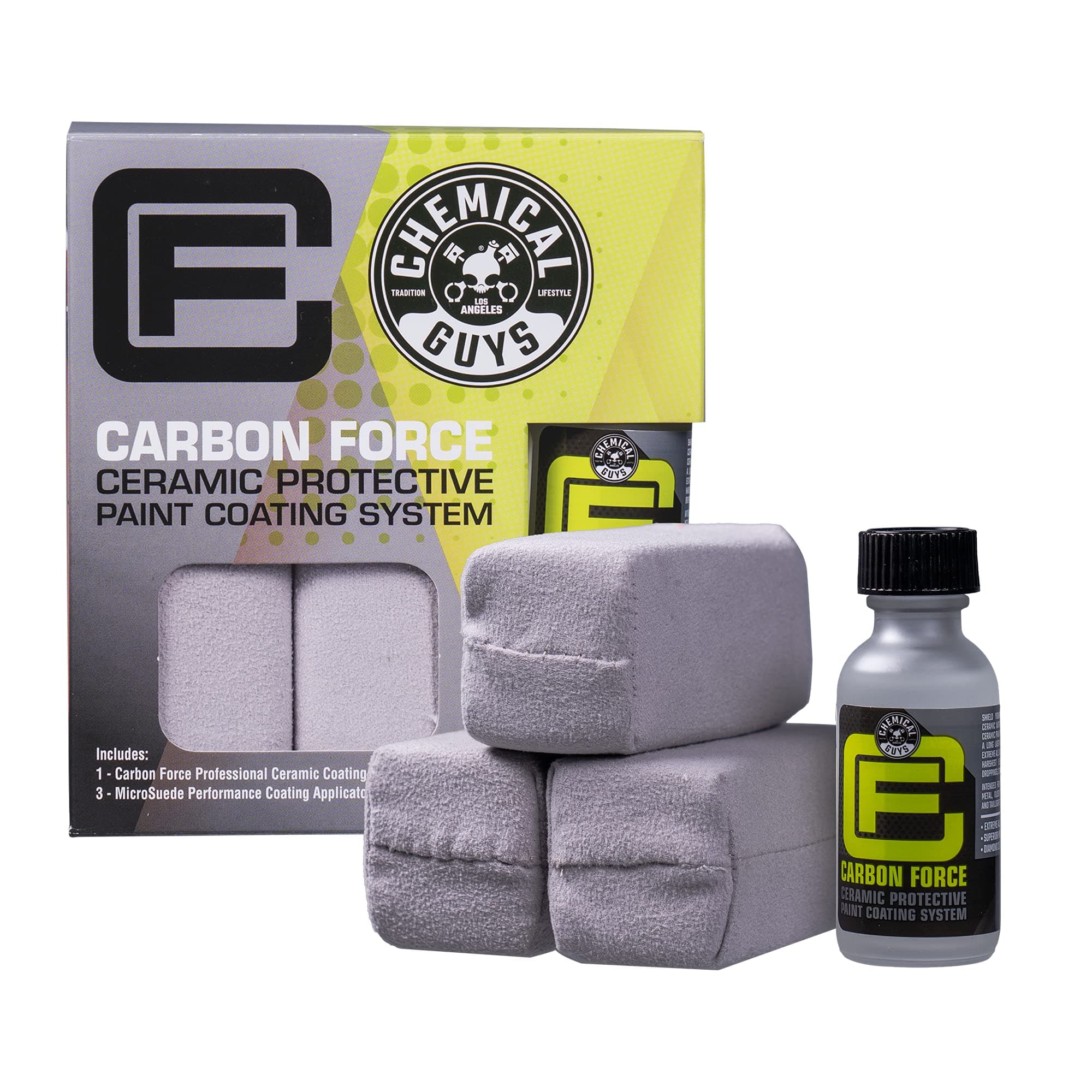 Chemical Guys Carbon Force Ceramic Protective Paint Coating System, Professional-Grade Protection, Gloss and Durability, Ceramic Coating Kit with 3 Microsuede Applicators, 1 fl oz