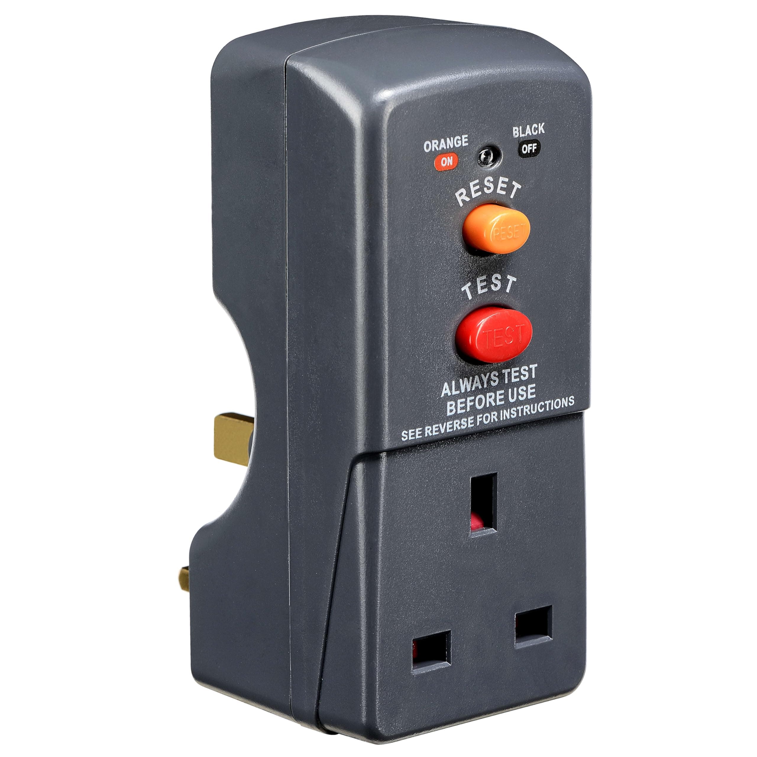 Single Socket RCD Safety Adaptor, Black
