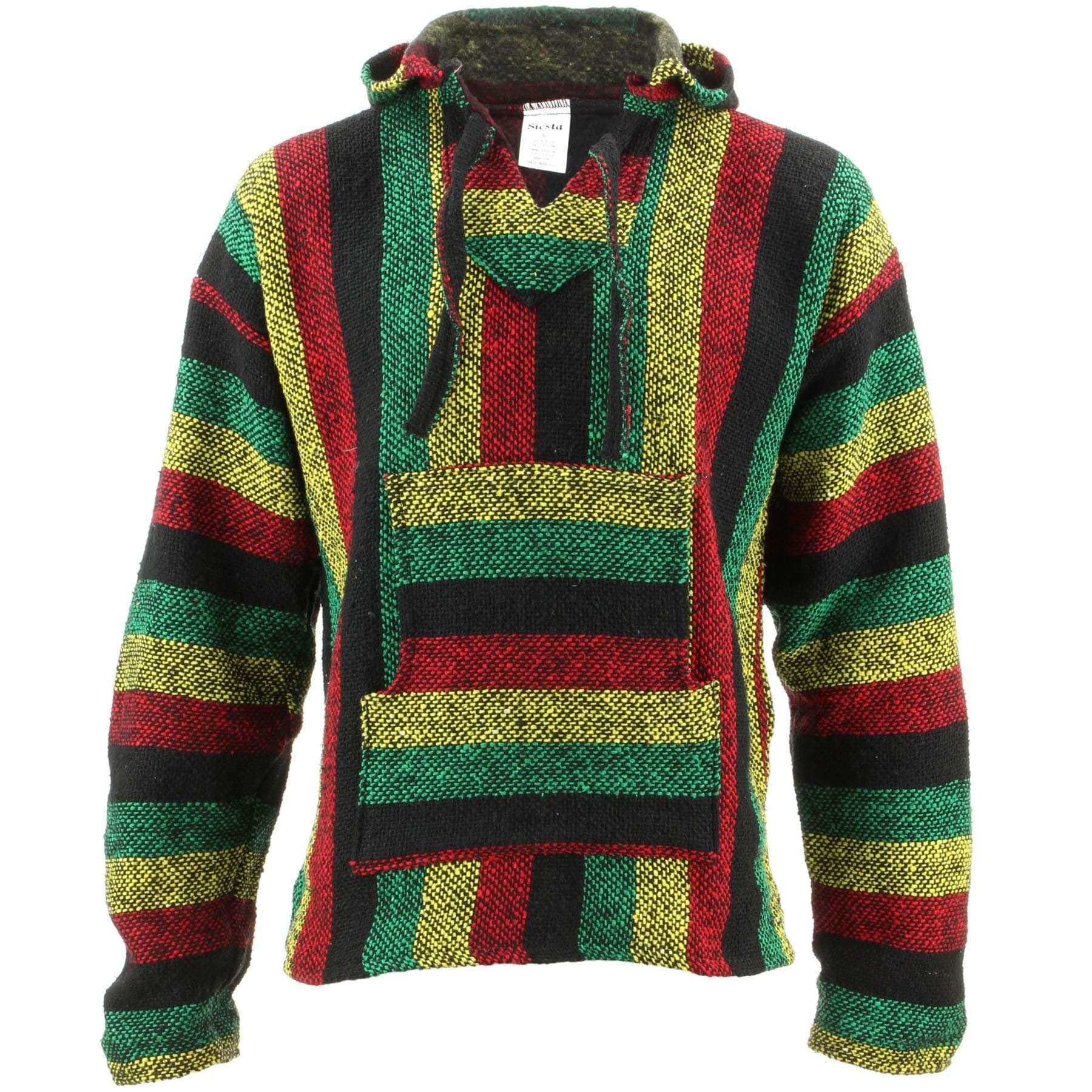 Mexican Baja Jerga Hoody - Rasta (Medium)