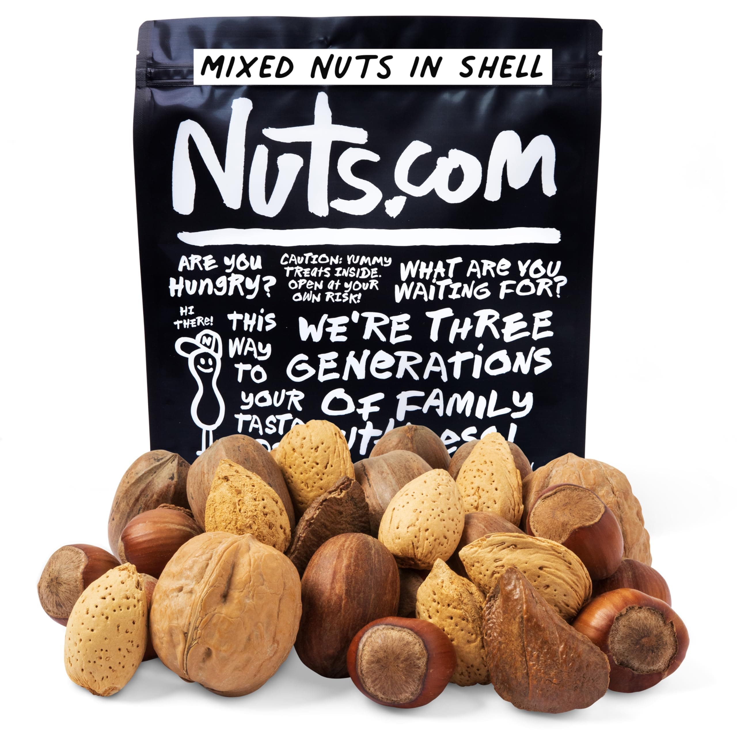 Mixed Nuts in Shell – 2 Lb Bag, Healthy Snack Sampler, Includes Premium Walnuts, Almonds, Hazelnuts, Pecans & Brazil Nuts – Good Source of Protein, Fiber & Omega-3
