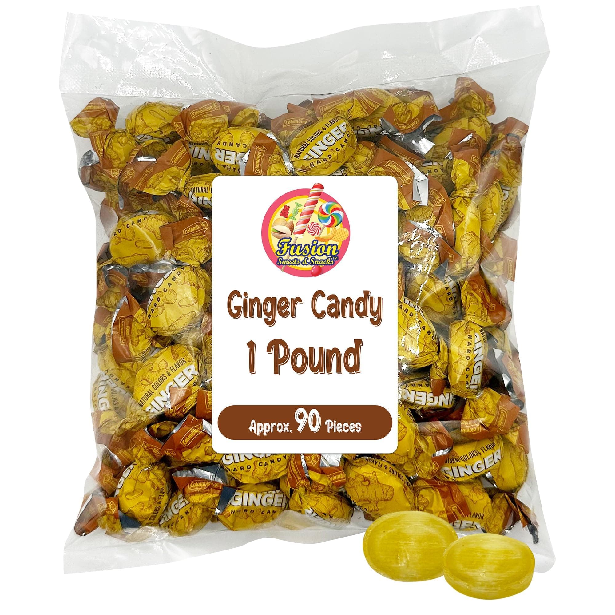 Ginger Candy - 1 Pound Bag - Hard Ginger Candy For Nausea Relief And Digestion Aid - Individually Wrapped Candies