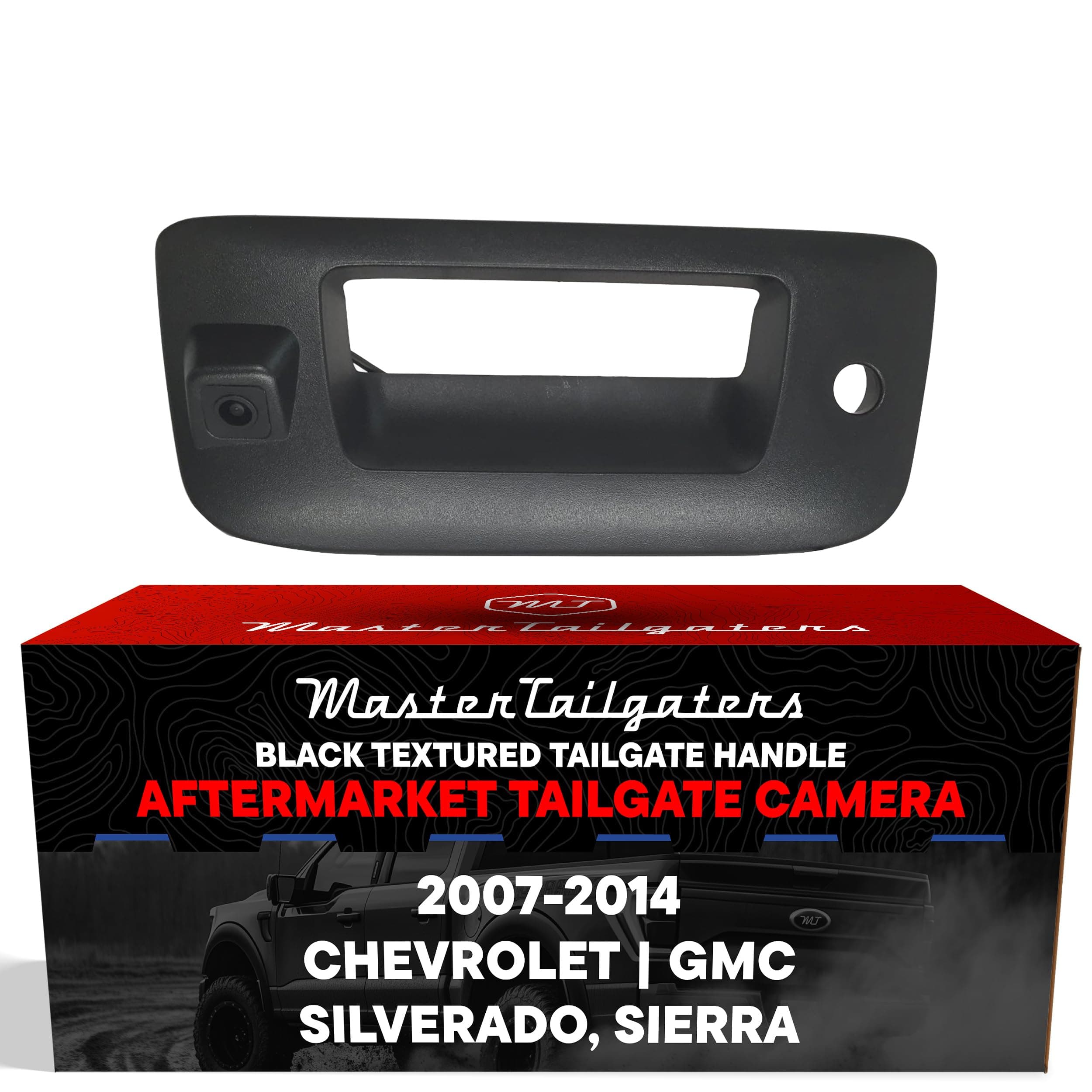 Master Tailgaters Black Tailgate Handle with Backup Camera Replacement for Chevrolet Silverado/GMC Sierra (2007-2014) | IP68 Waterproof | Parking Grid Lines Available | Easy to Install