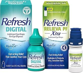Bundle of Refresh RELIEVA Xtra Preservative-Free Tears Lubricant Eye Drops, 0.33 fl oz (10 mL) + Refresh Digital Lubricant Eye Drops, 0.33 Fl Oz (Pack of 1)