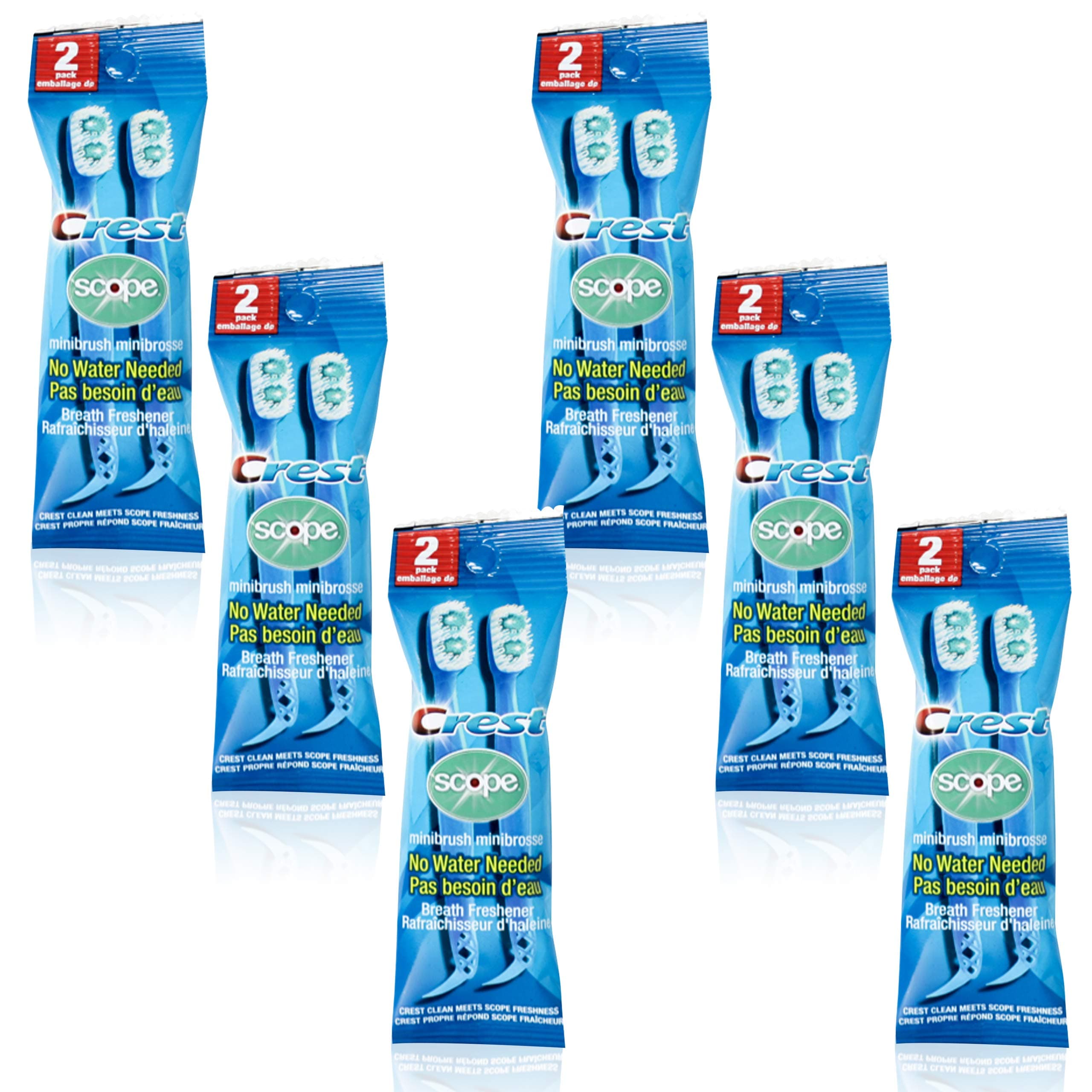 Scope | Mini Brushes-Disposable Toothbrushes with Toothpaste and Pick for Work or Travel (12count, 6 Pack (12 Brushes))