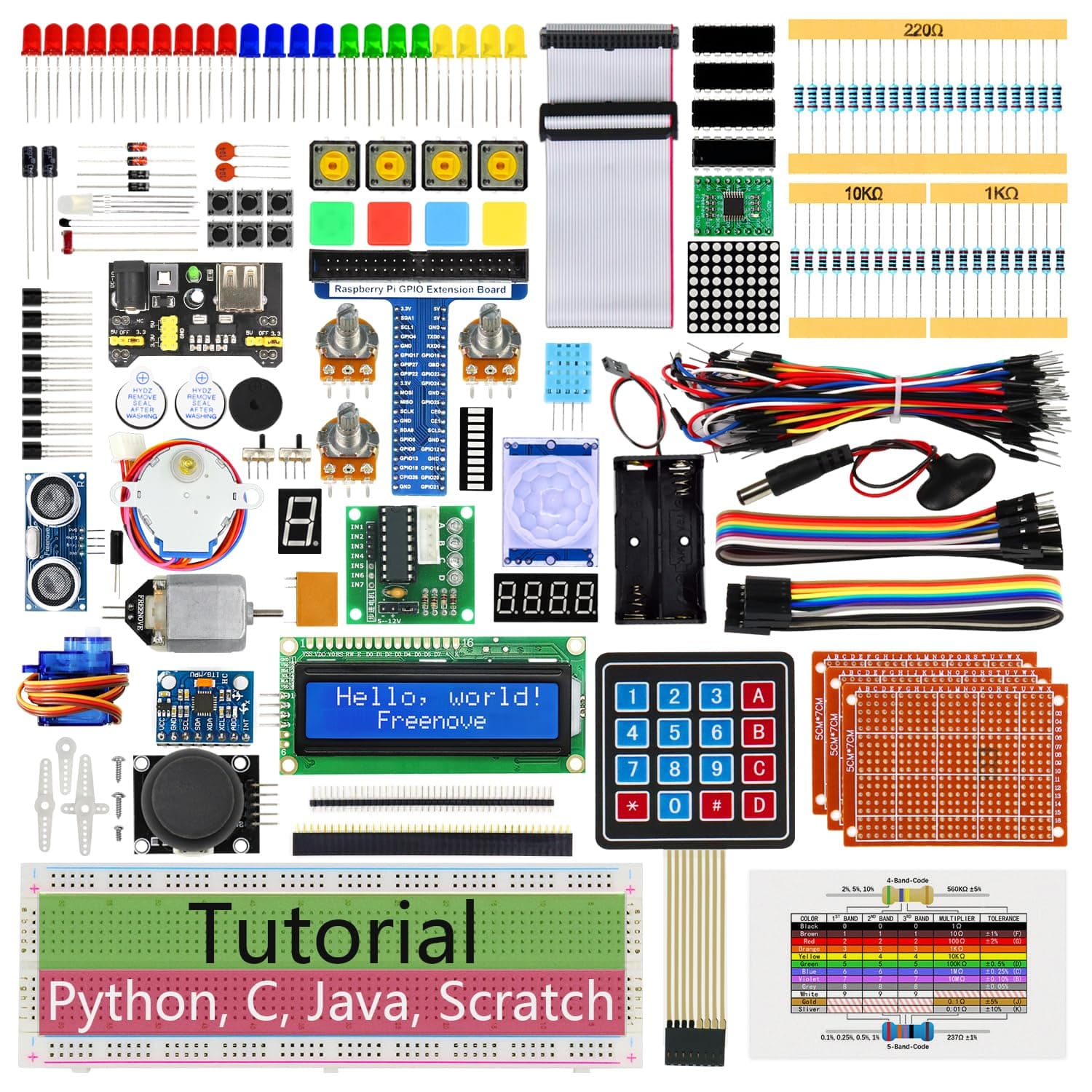 Ultimate Starter Kit for Raspberry Pi, Model 3B+ 3B 3A+ 2B 1B+ 1A+ Zero W, Python C Java, 57 Projects, 430+ Pages Detailed Tutorials, 220+ Components