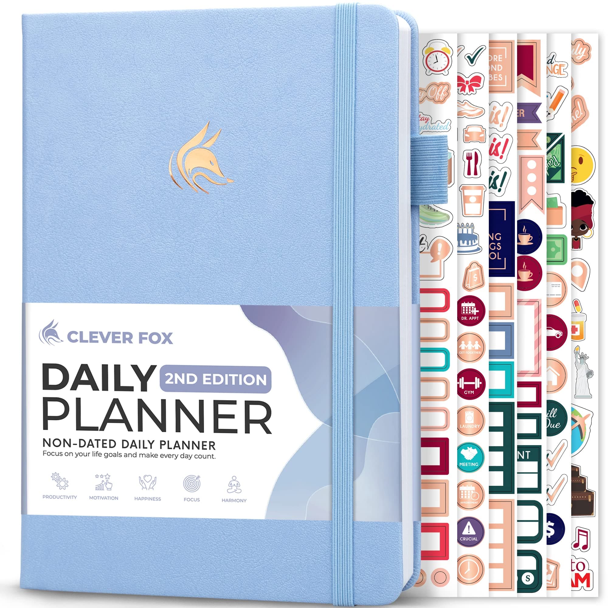 Clever Fox Daily Planner 2nd Edition – Undated Time Block Task Organizer with Hourly Schedule & To-do list – A5, 6 Months (Periwinkle)