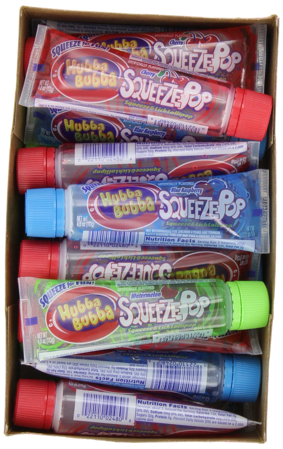 Hubba Bubba Squeeze Pop Assorted 4 oz Sweet Lollipops (Pack of 18)