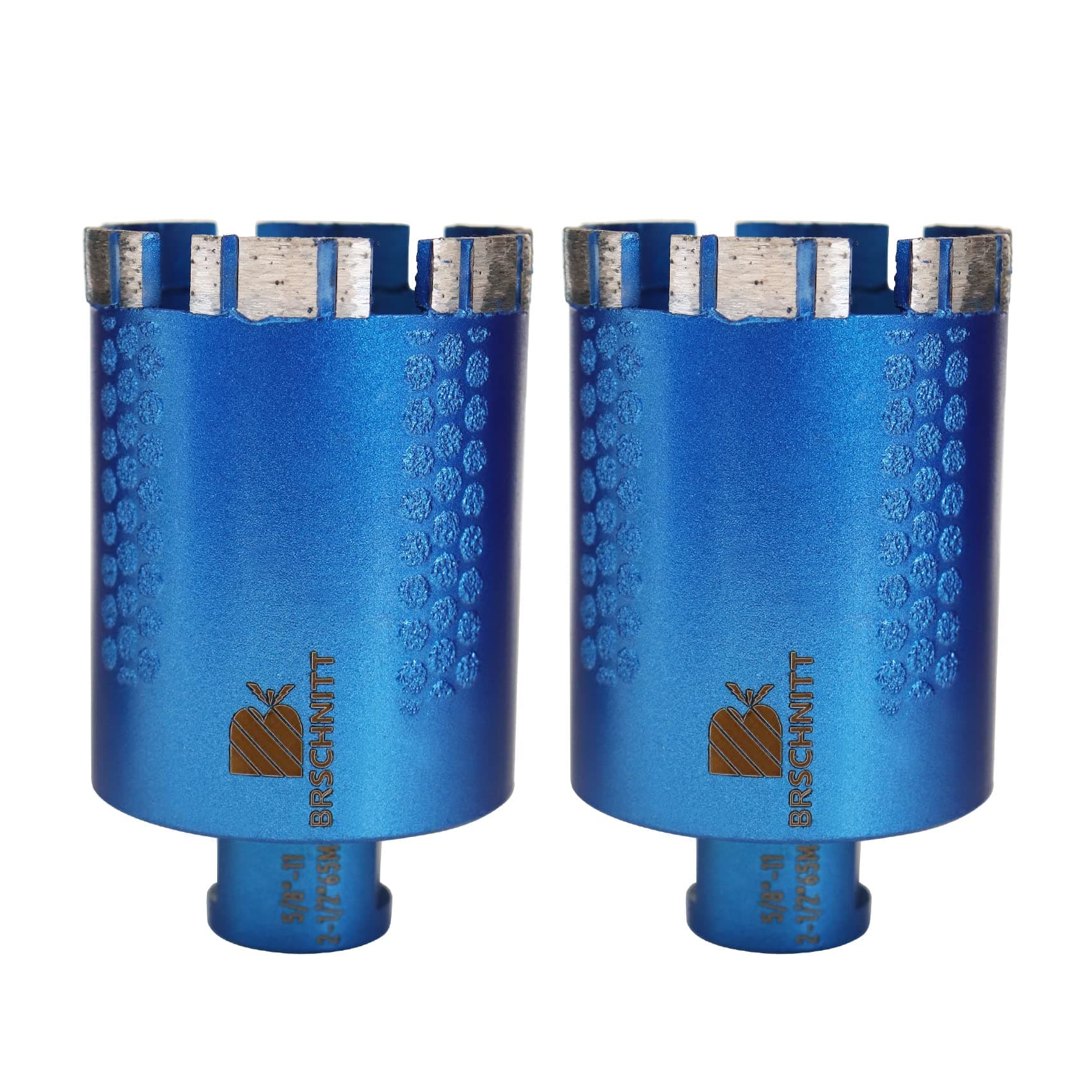 Diamond Core Drill Bit,BRSCHNITT 2-1/2 Inch Laser Welded Diamond Hole Saw with 5/8-11 Thread for Granite Marble Solid Block Stone Reinforced Concrete,Dry or Wet Drilling (65mm 2pcs)