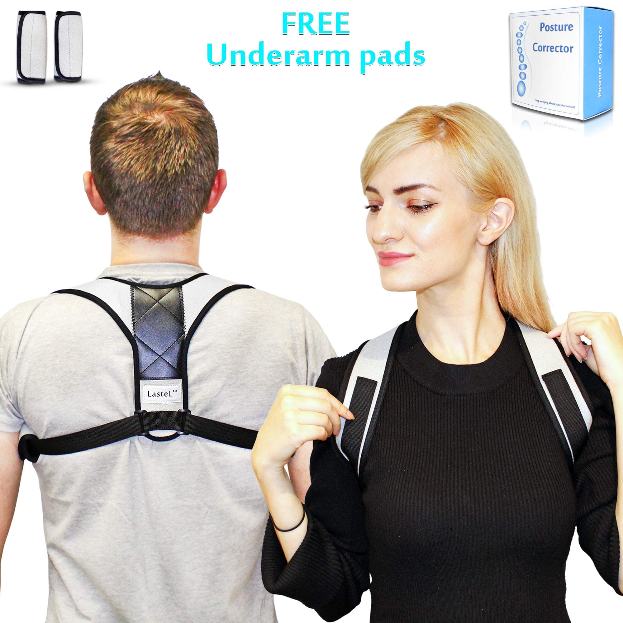 LasteL® Posture Corrector for Women Men - Adjustable Medium Size 26-43 inch Poor Back Posture Corrector and Shoulder Upper Back Support Clavicle Brace Spinal Support to Improve Posture