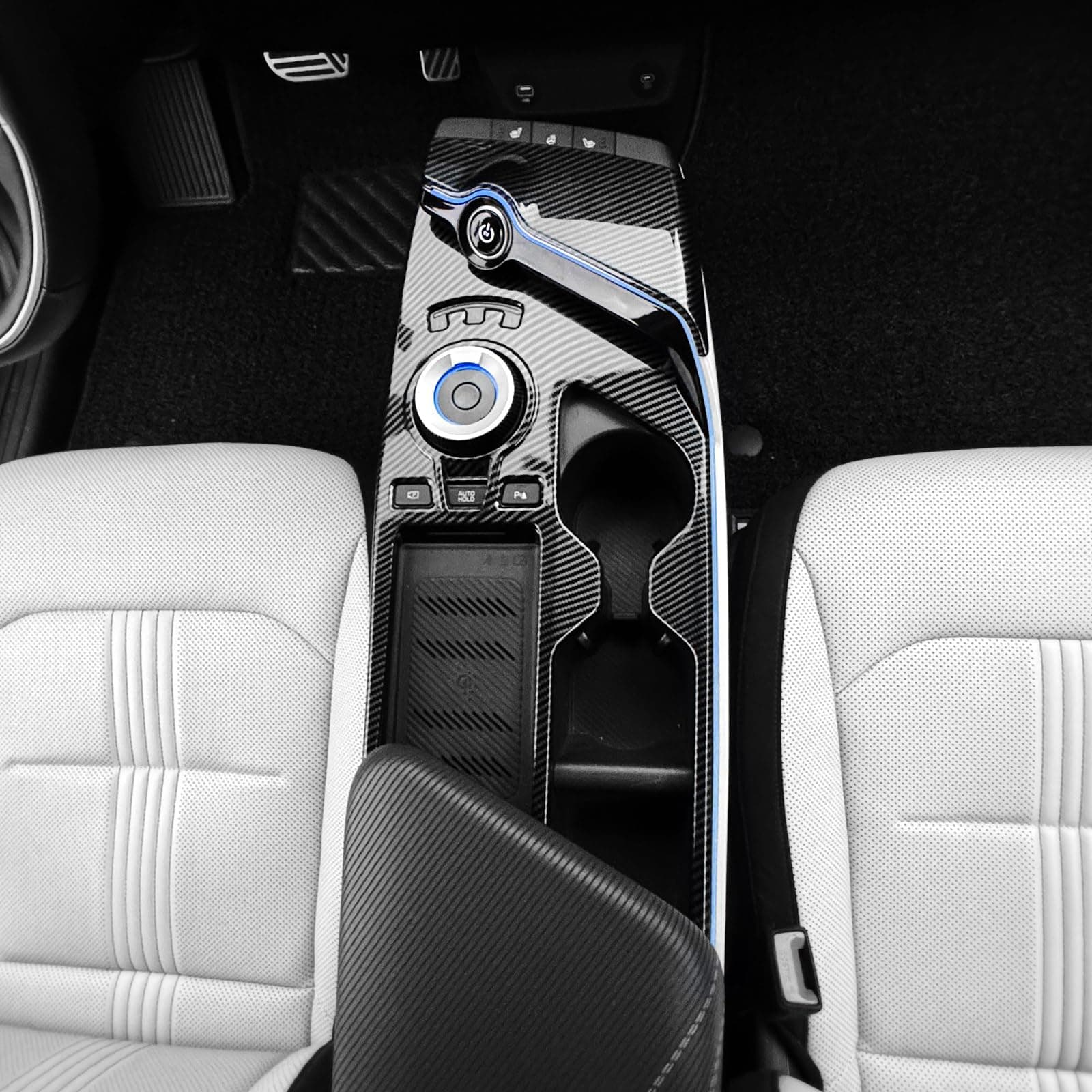 2PCS Gear Shift Panel Trim Covers Compatible with Kia EV6 2022-2026 Accessories (Carbon Fiber Pattern)
