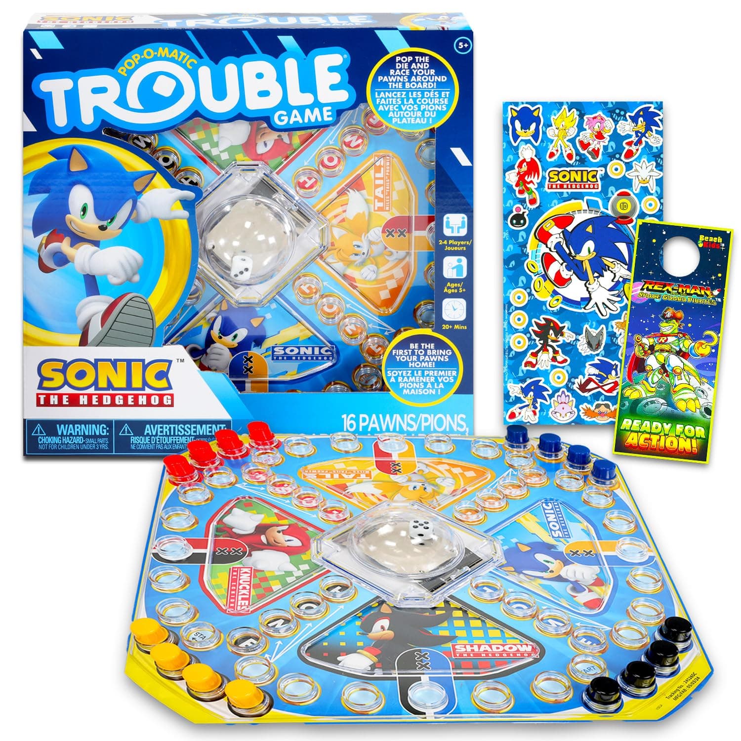 Sonic the Hedgehog Pop Up Board Game - Bundle with Sonic Board Game for Kids with Pop Up Dice Plus Stickers, More | Sonic the Hedgehog Games for Birthday Party
