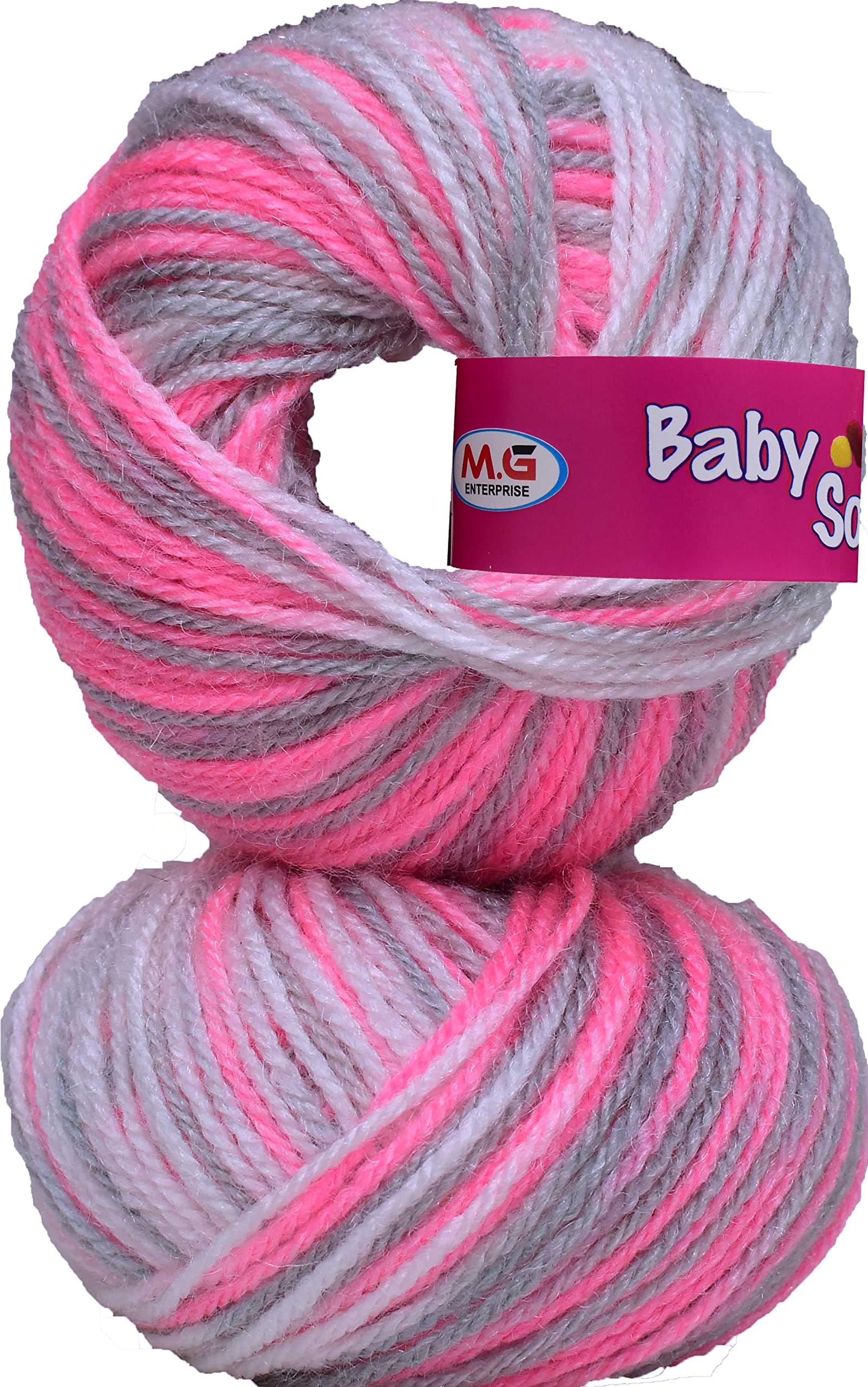 M.G ENTERPRISE 100% Acrylic Wool Multi Pinkgrey (Pack of 6) Baby Wool Wool Ball Hand Knitting Wool/Art Craft Soft Fingering Crochet Hook Yarn, Needle Knitting Yarn Thread Dyed … J